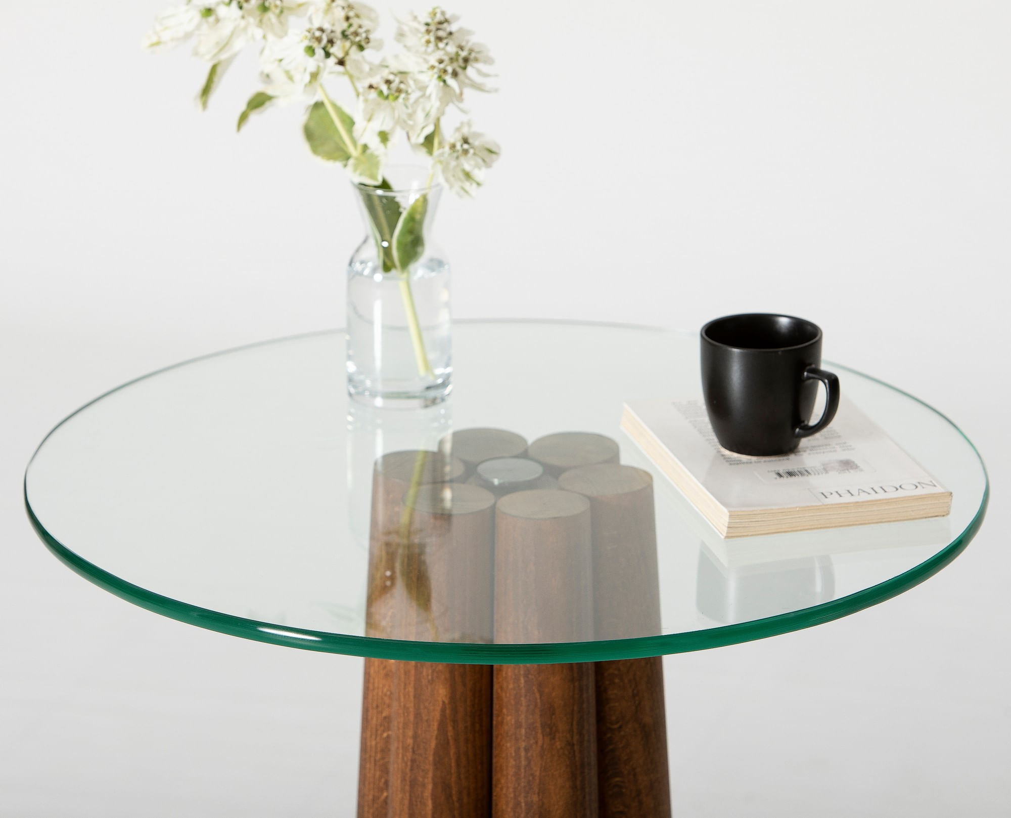 Masuta de cafea, Hanah Home, fag, nuc si transparent, 50x50x50 cm — imaginea 11