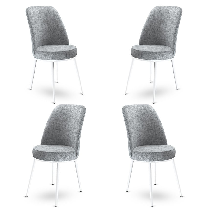 Set scaune, Hanah Home, metal, gri alb, 45x42x89 cm, 4 bucati — imaginea 2