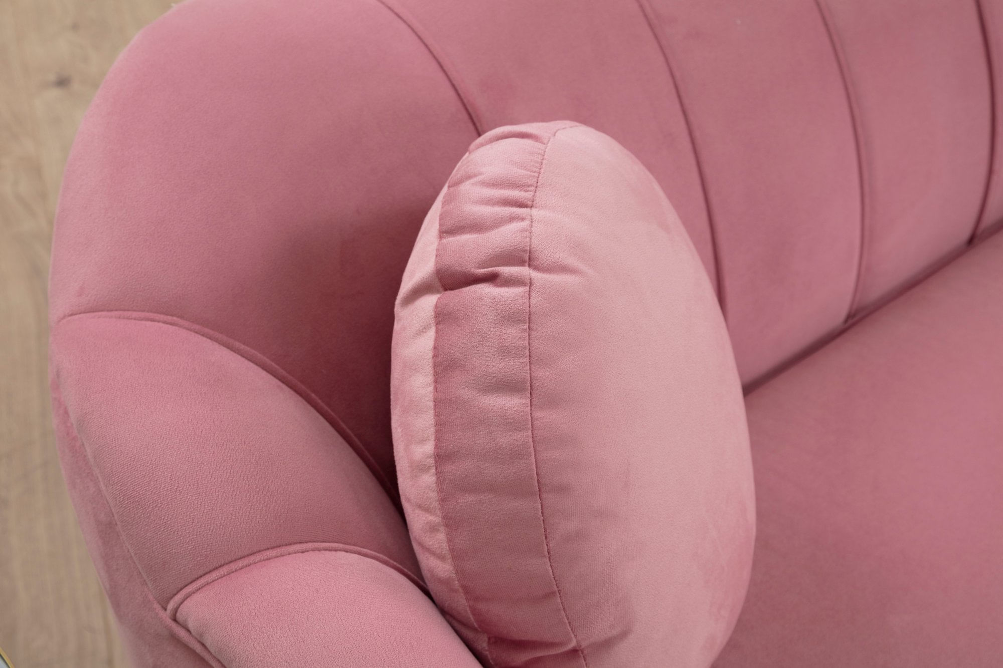 Canapea 3 locuri, Hanah Home, lemn fag si pal, dusty rose, 215x90x80 cm — imaginea 5
