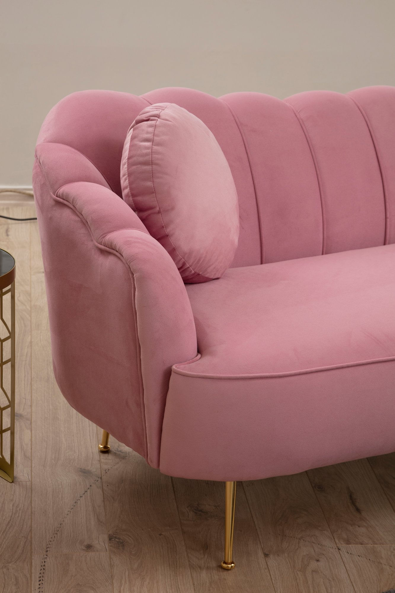 Canapea 3 locuri, Hanah Home, lemn fag si pal, dusty rose, 215x90x80 cm — imaginea 8
