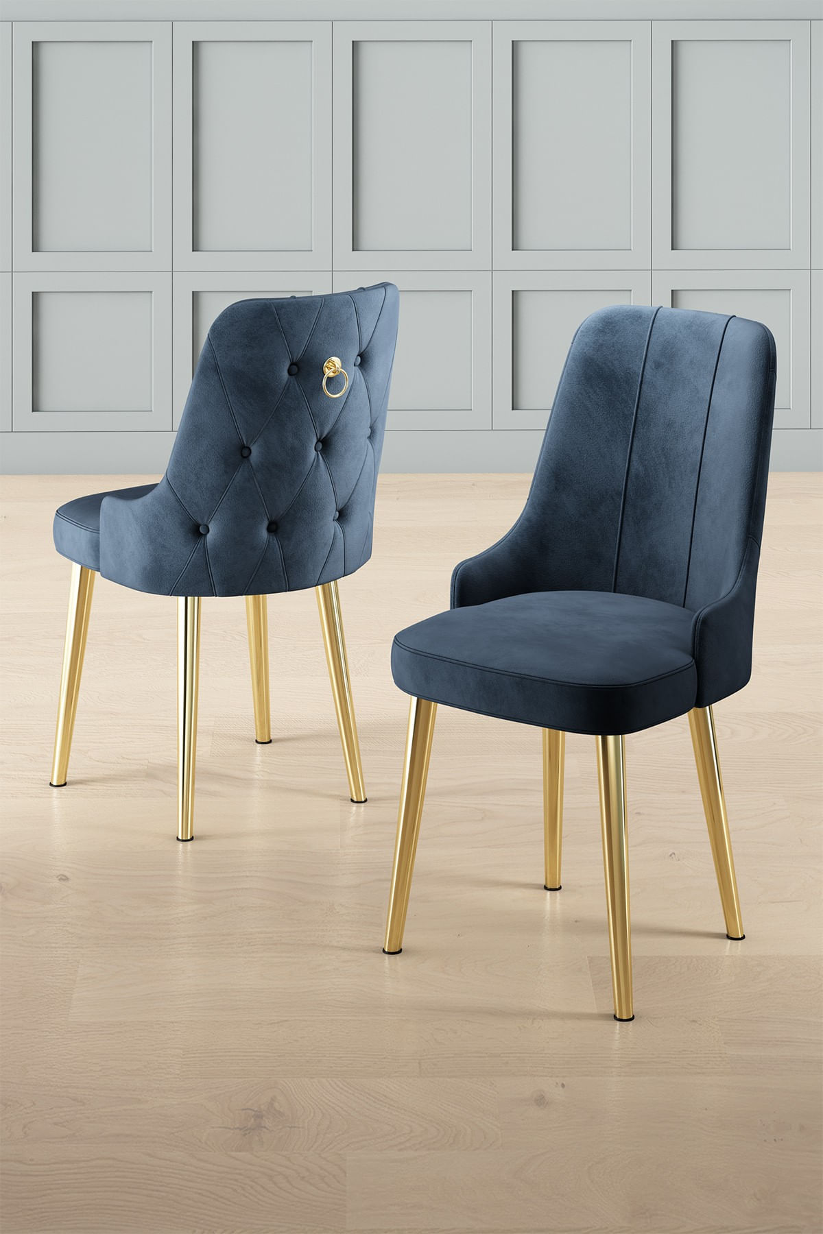 Set scaune, Hanah Home, metal, antracit si auriu, 46x46x94 cm, babyface — imaginea 3
