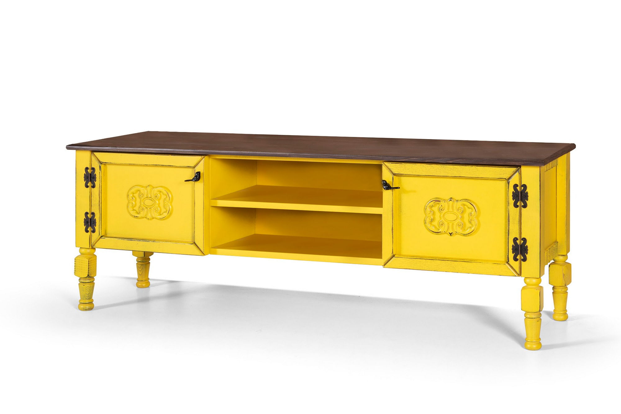 Comoda tv, Hanah Home, mdf, galben, 150x40x50 cm — imaginea 3