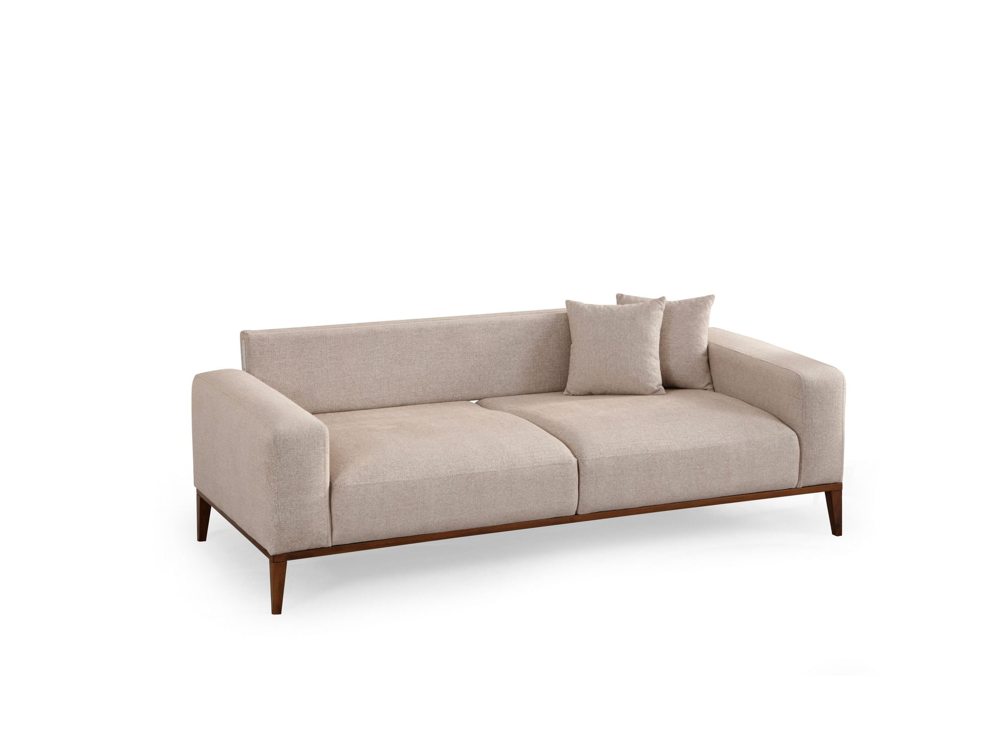 Canapea extensibila 3 locuri, Hanah Home, cadru lemn fag, stofa bej, 225x92x75 cm