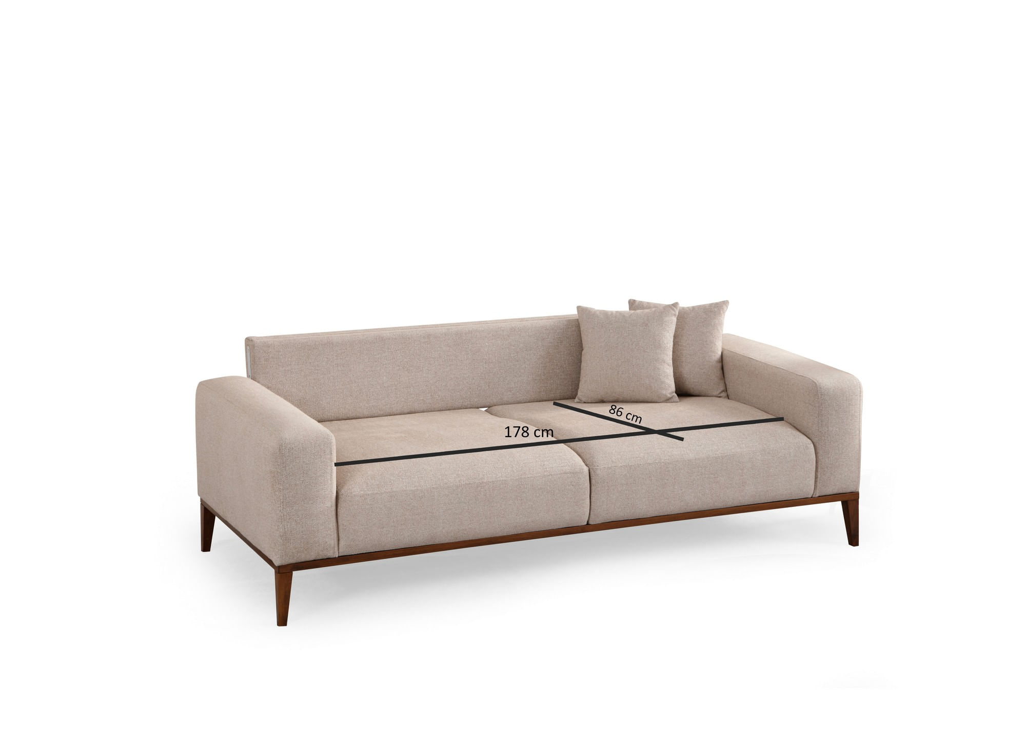 Canapea extensibila 3 locuri, Hanah Home, cadru lemn fag, stofa bej, 225x92x75 cm — imaginea 2