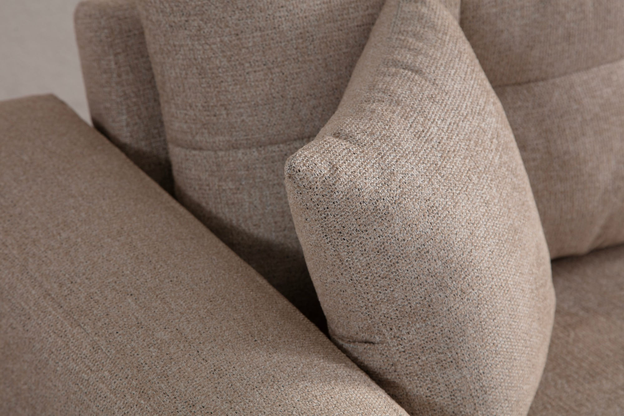 Canapea extensibila 3 locuri, Hanah Home, cadru lemn fag, stofa bej, 225x92x75 cm — imaginea 6