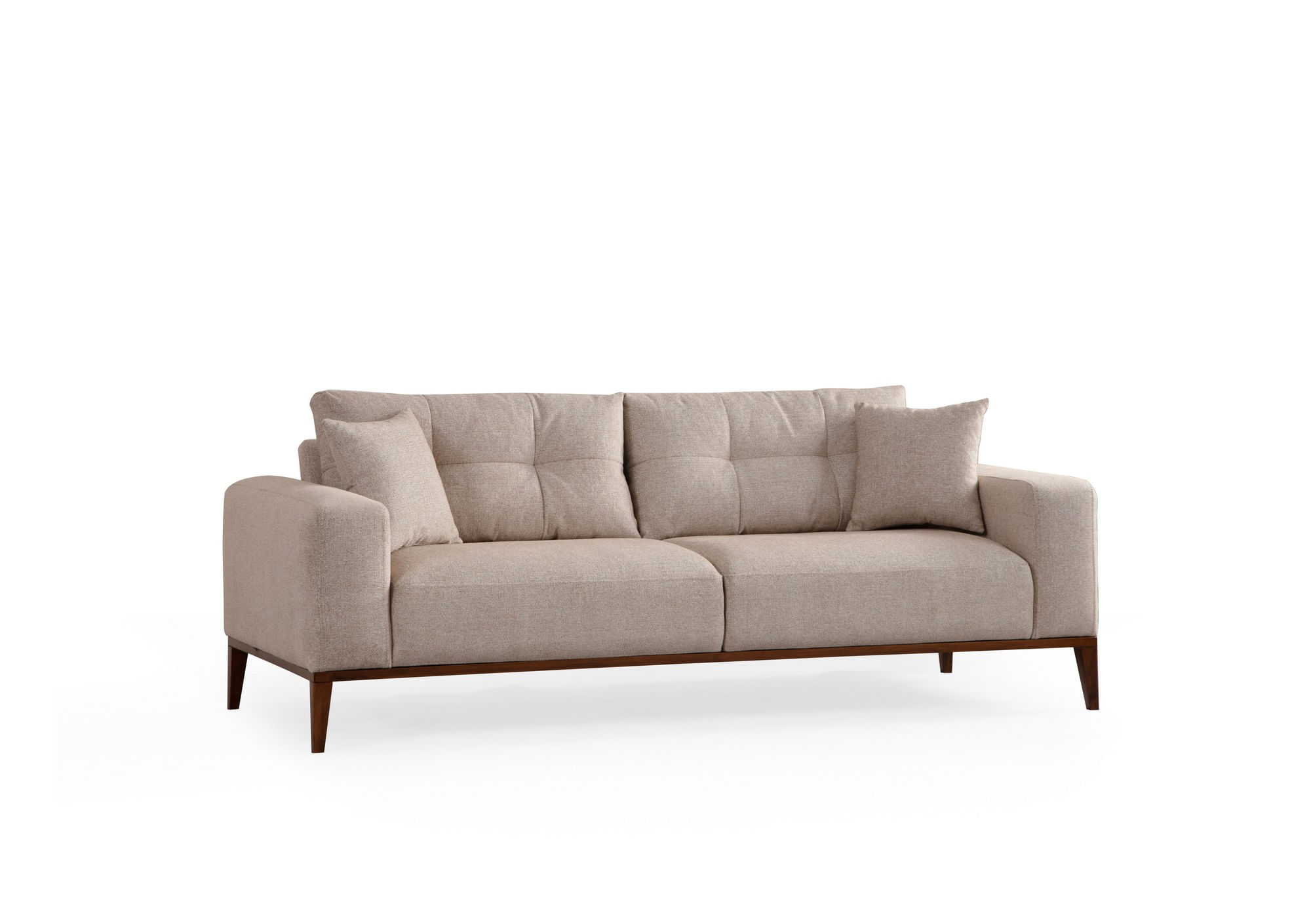 Canapea extensibila 3 locuri, Hanah Home, cadru lemn fag, stofa bej, 225x92x75 cm — imaginea 8
