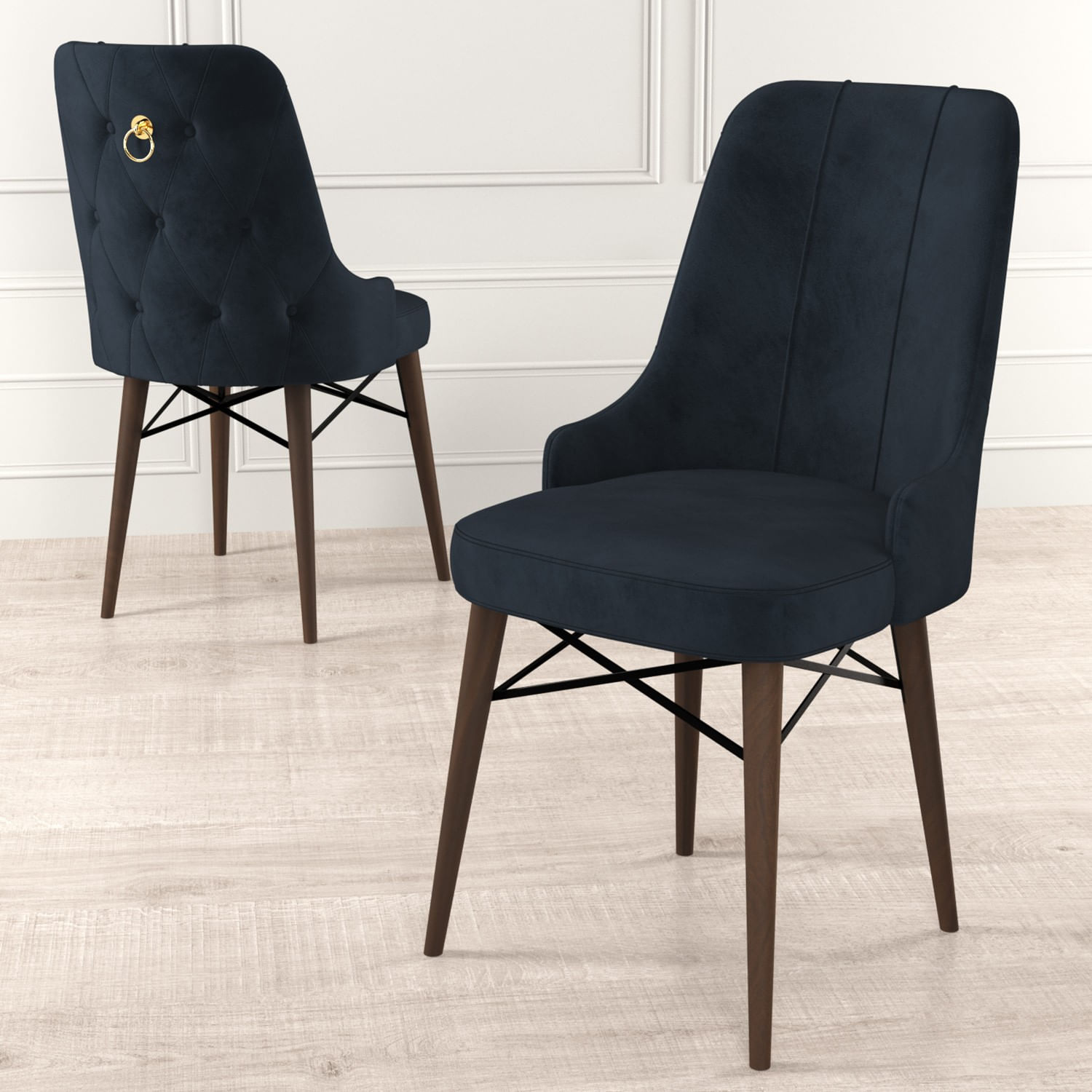 Set scaune, Hanah Home, metal, babyface, antracit si maro, 46x46x94 cm, 4 bucati — imaginea 4