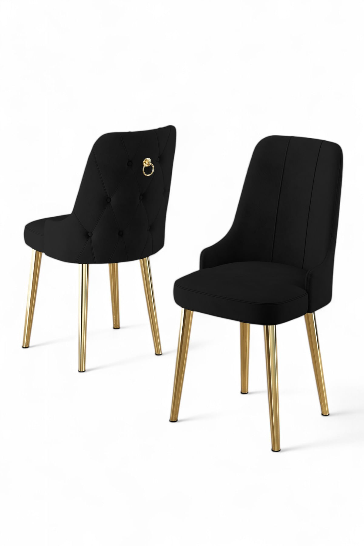 Set scaune, Hanah Home, lemn, negru auriu, 46x46x94 cm, 6 piese — imaginea 2