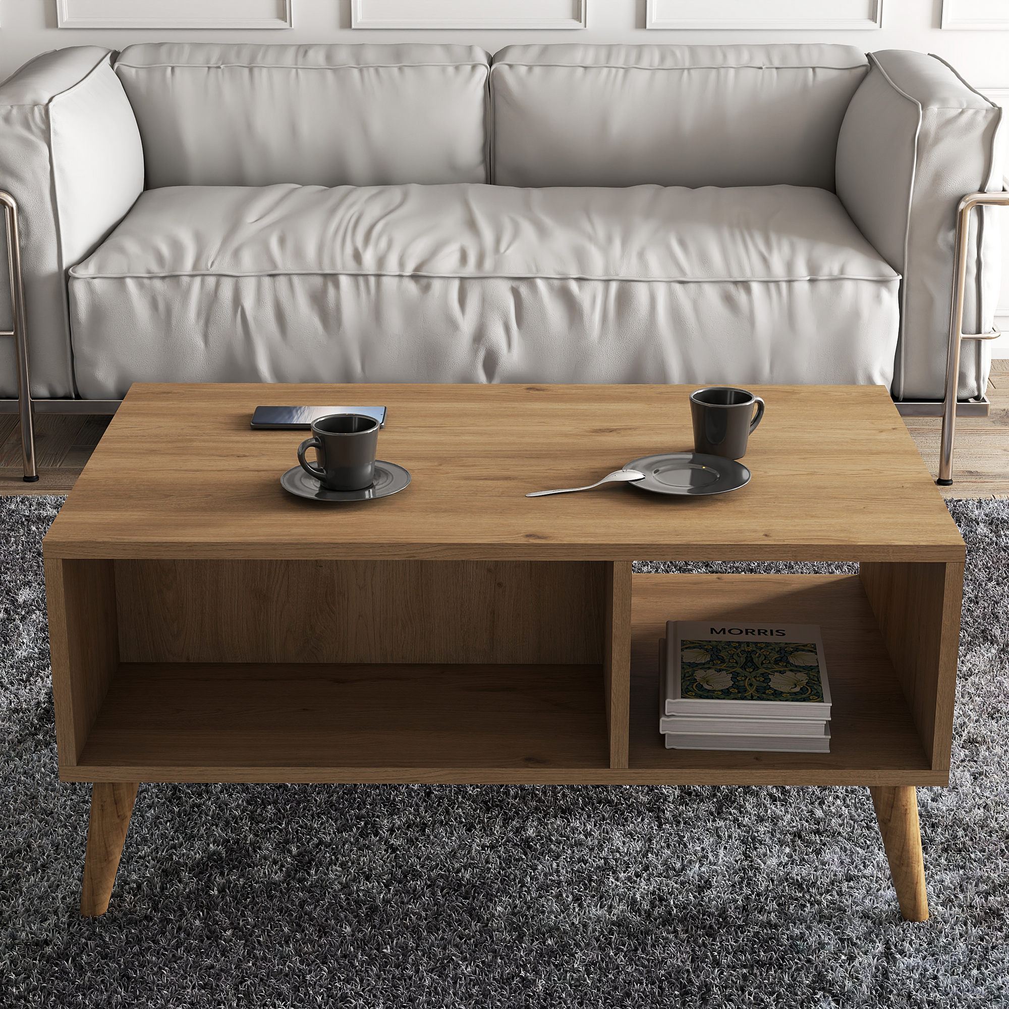 Masa de cafea, Hanah Home, pal melaminat, stejar, 90x41.6x54 cm — imaginea 5