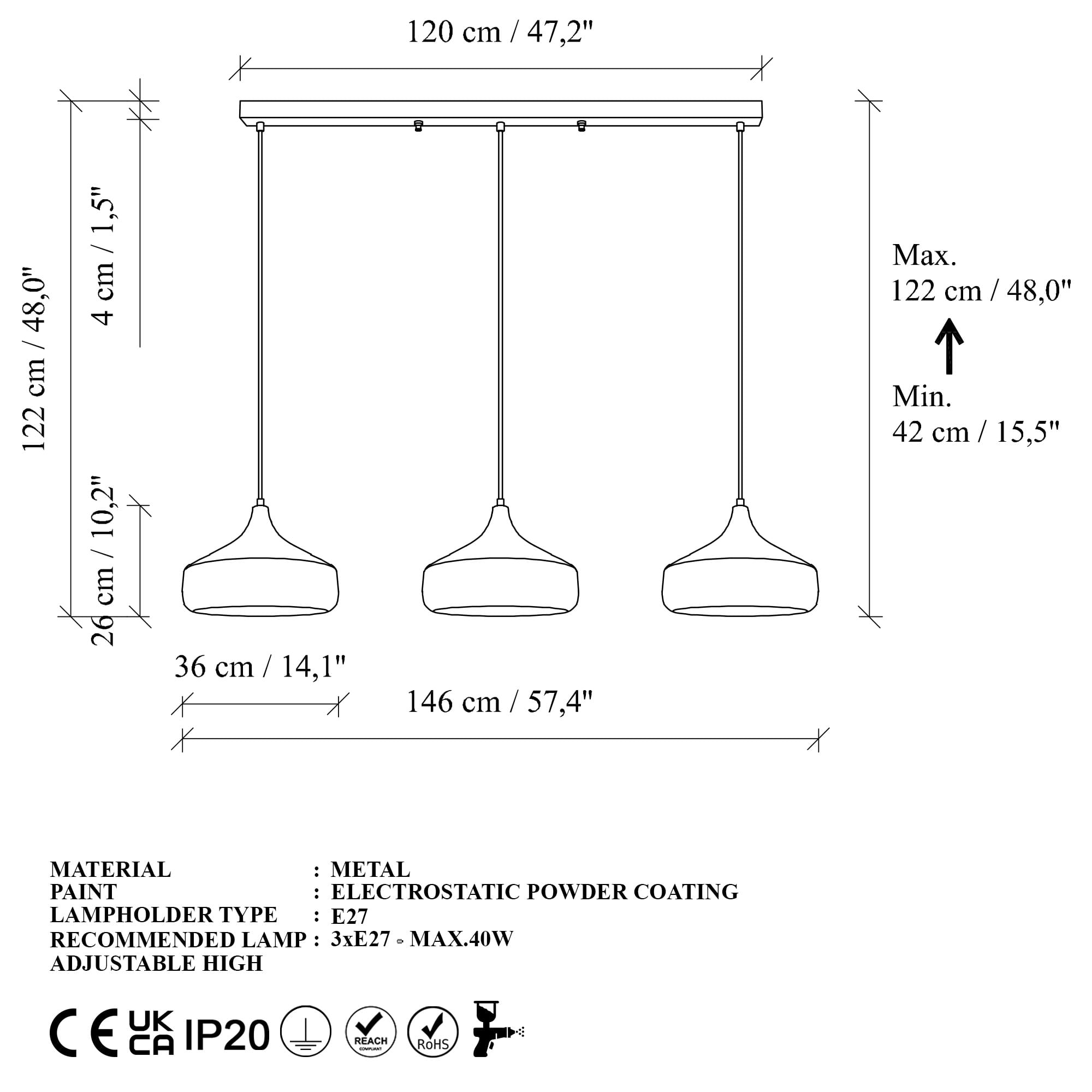 Candelabru, Opviq, metal, negru, 146x36x122 cm - 3 | YEO