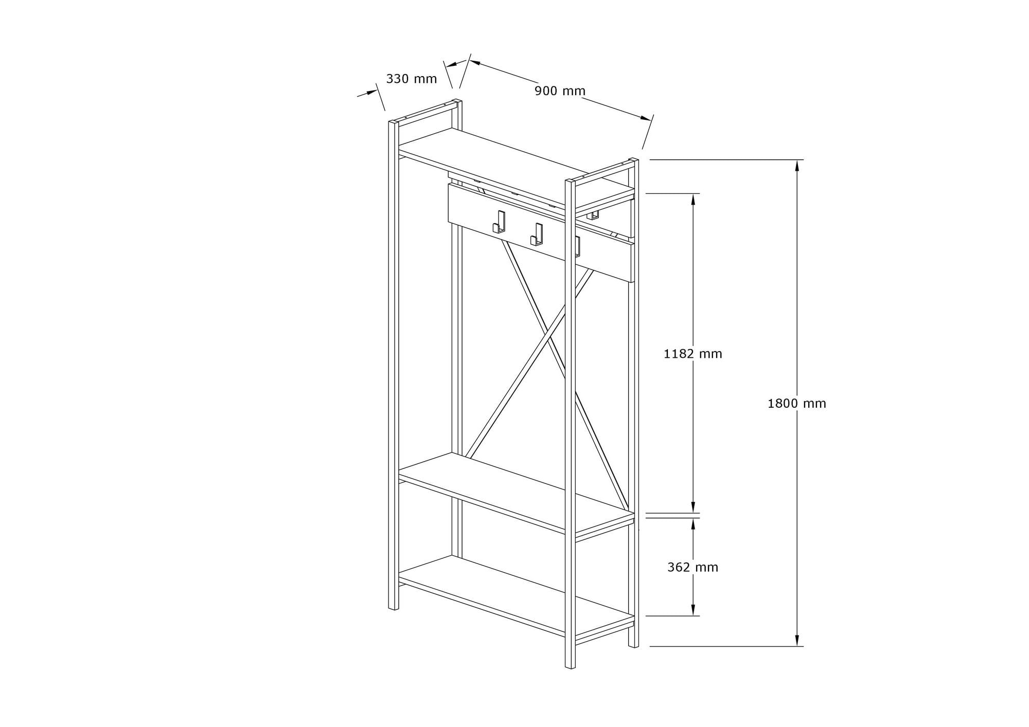 Cuier, Hanah Home, pal melaminat, safir, 90x34x180 cm — imaginea 3