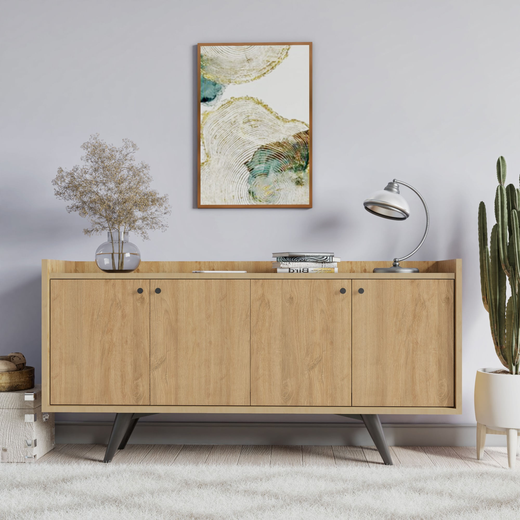 Consola, Hanah Home, pal melaminat, stejar, 150x40x75 cm — imaginea 2