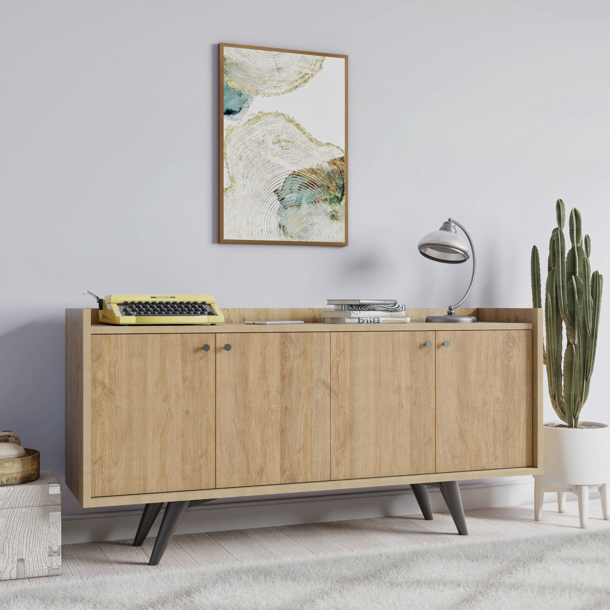 Consola, Hanah Home, pal melaminat, stejar, 150x40x75 cm — imaginea 5