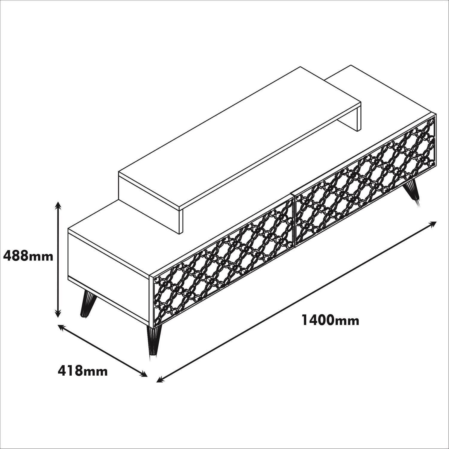 Comoda tv, Hanah Home, pal melaminat, nuc si alb, 140x41.8x48.8 cm — imaginea 3