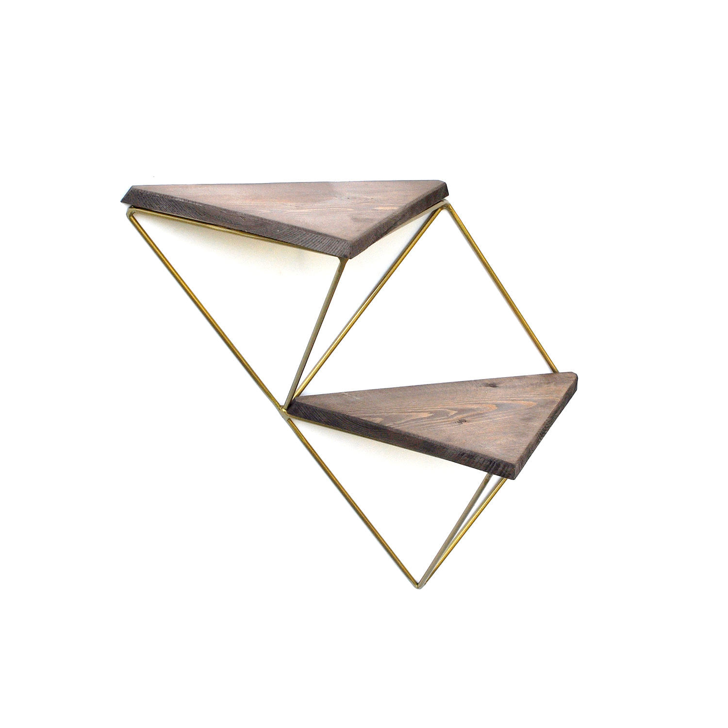 Raft de perete, Hanah Home, lemn masiv, nuc auriu, 30x33x13 cm — imaginea 2