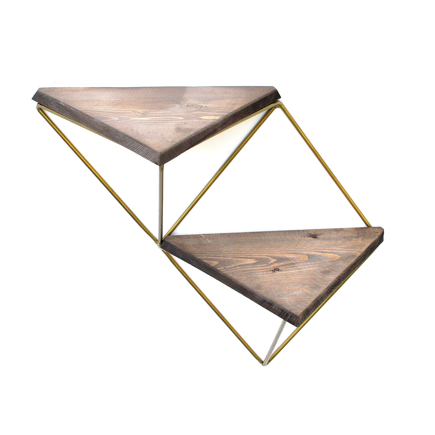 Raft de perete, Hanah Home, lemn masiv, nuc auriu, 30x33x13 cm — imaginea 4