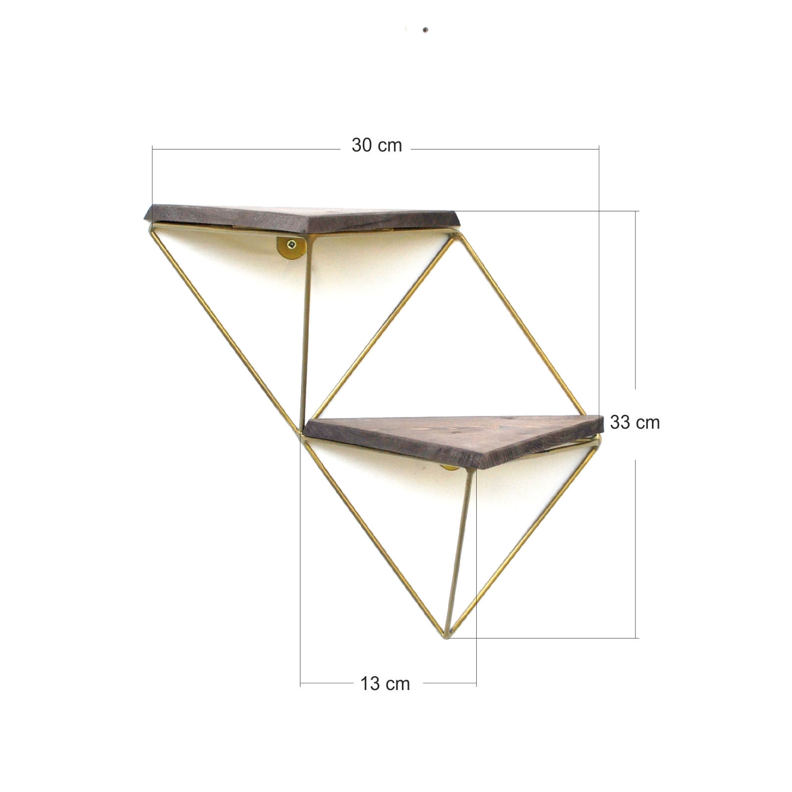 Raft de perete, Hanah Home, lemn masiv, nuc auriu, 30x33x13 cm — imaginea 5
