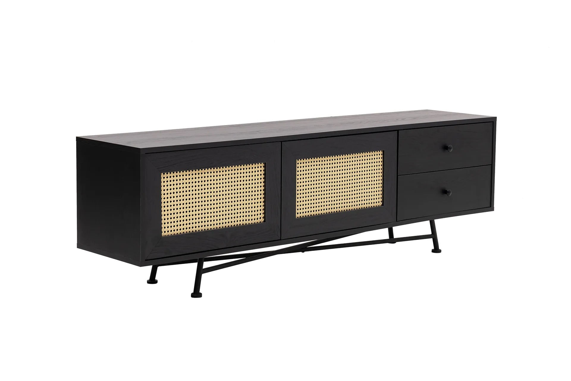 Comoda tv, Hanah Home, pal melaminat, negru, 180x40x55 cm — imaginea 3