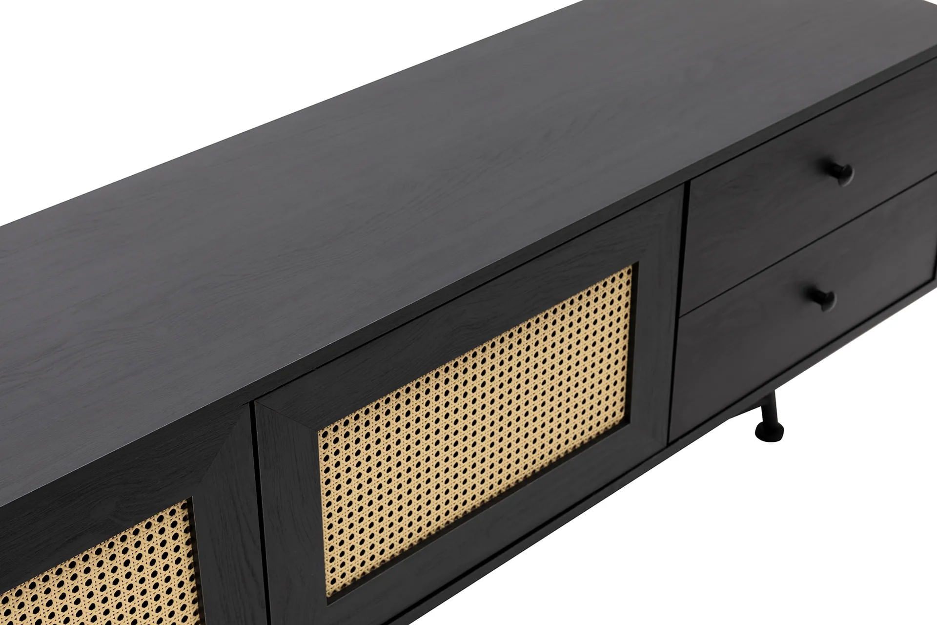 Comoda tv, Hanah Home, pal melaminat, negru, 180x40x55 cm — imaginea 4