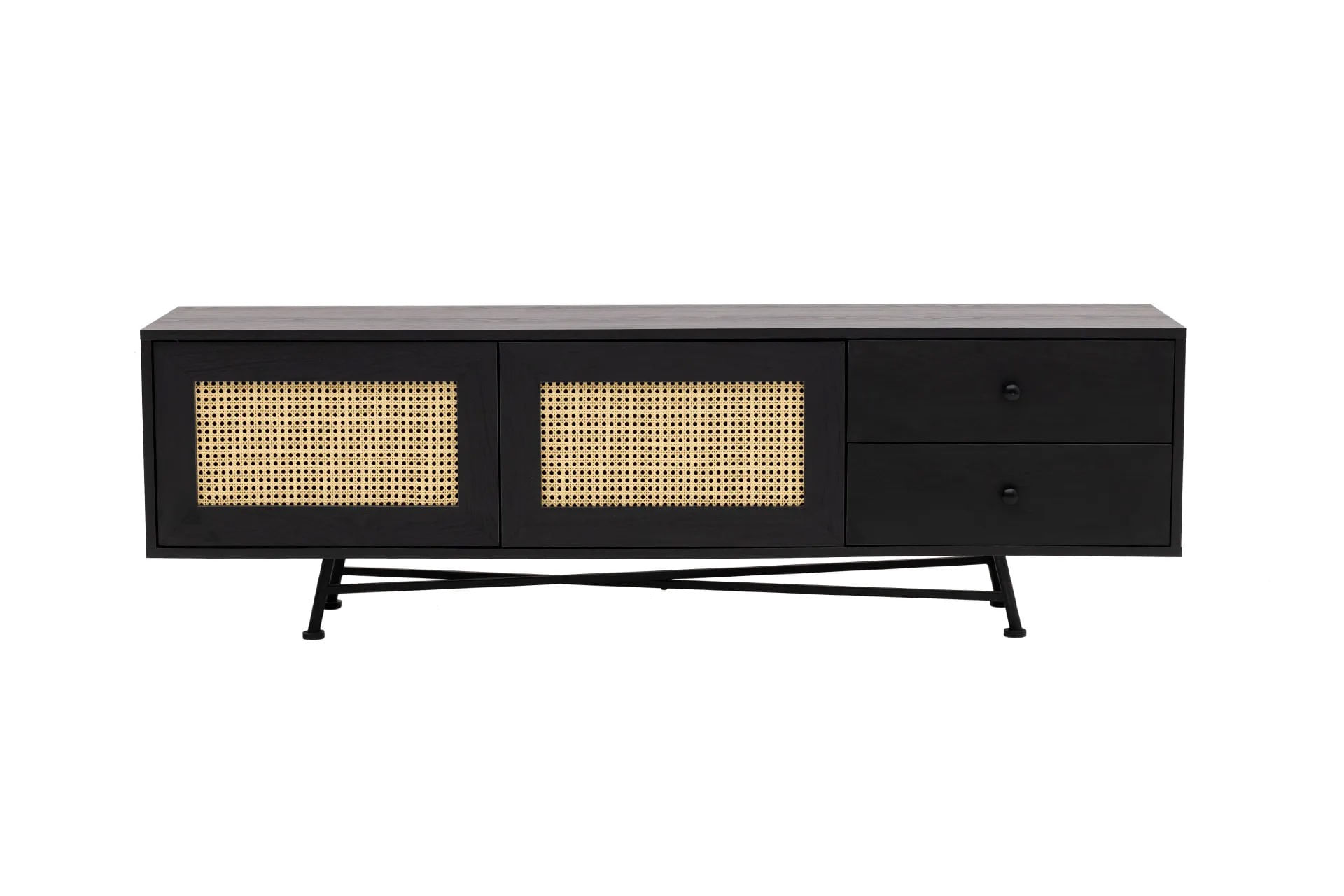 Comoda tv, Hanah Home, pal melaminat, negru, 180x40x55 cm — imaginea 5