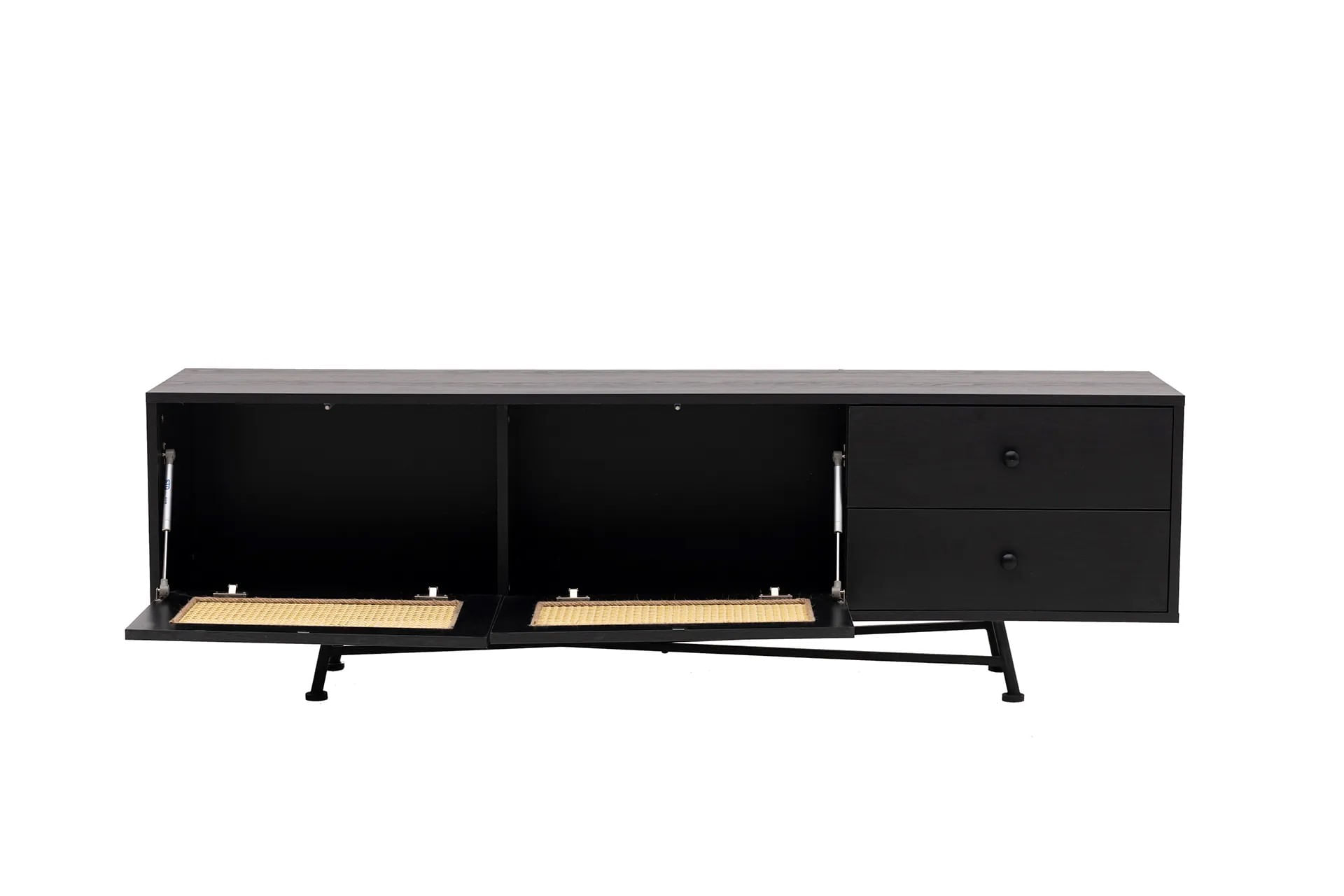 Comoda tv, Hanah Home, pal melaminat, negru, 180x40x55 cm — imaginea 12