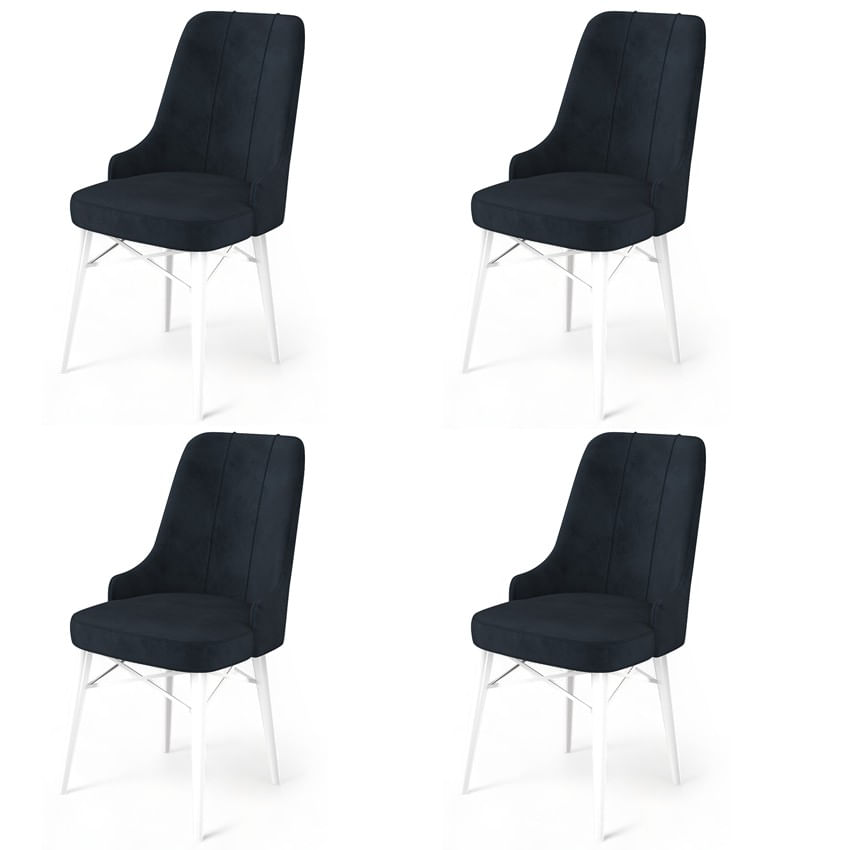 Set scaune, Hanah Home, metal, antracit si alb, 46x46x94 cm, 4 bucati — imaginea 3