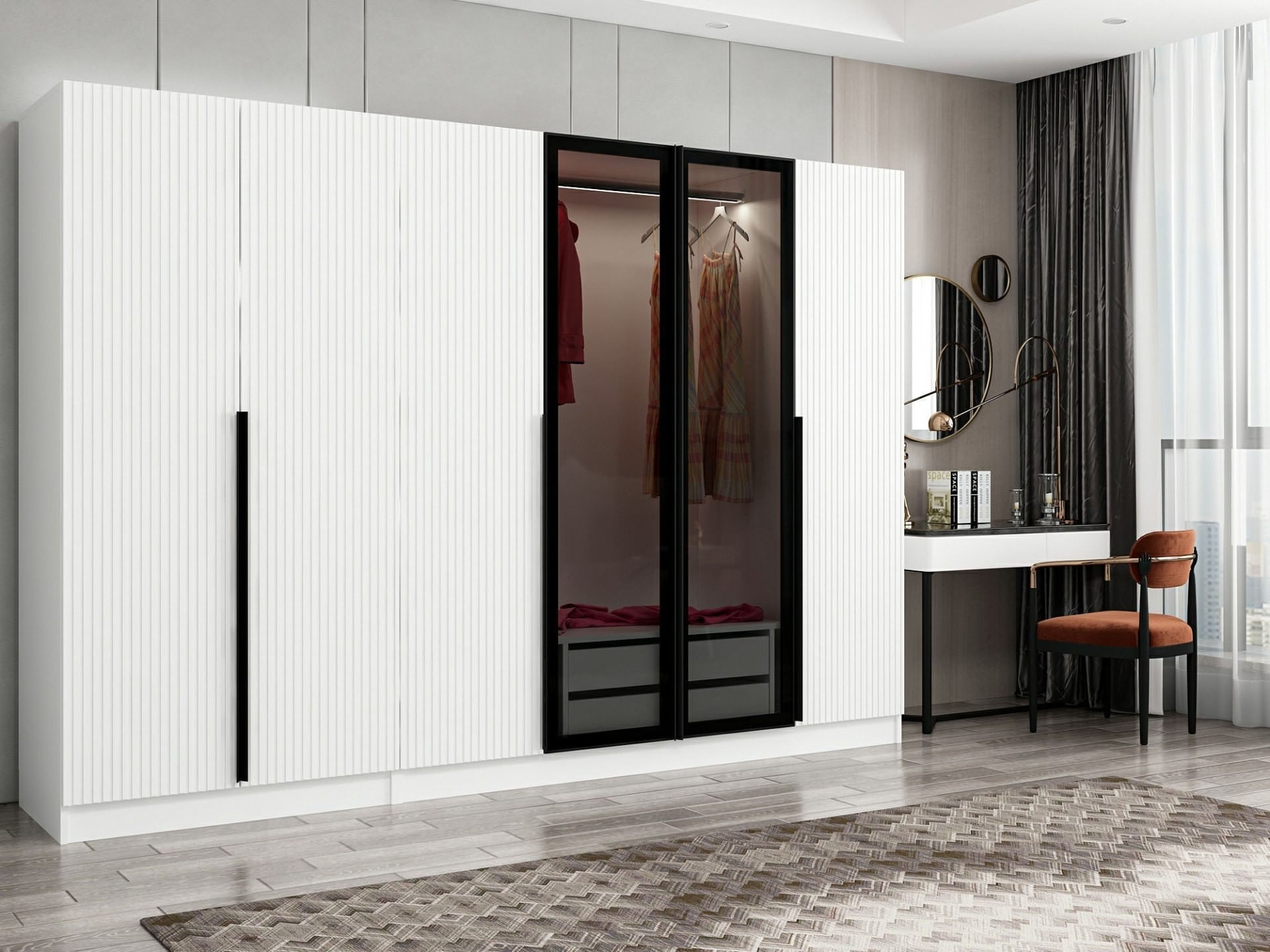 Dulap, Hanah Home, panou aglomerat cu melamina, fume, 270x210x52 cm — imaginea 3