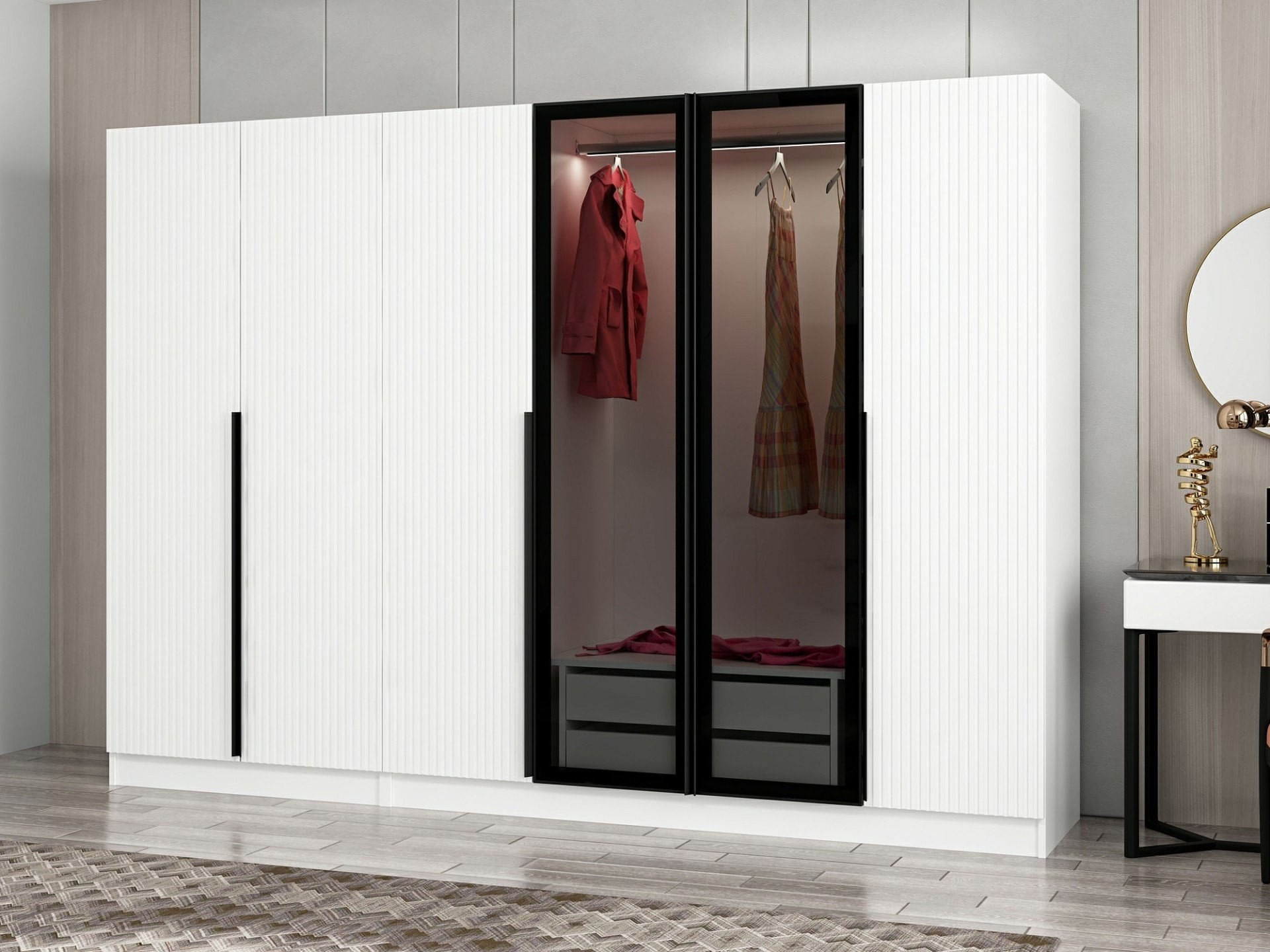Dulap, Hanah Home, panou aglomerat cu melamina, fume, 270x210x52 cm — imaginea 5