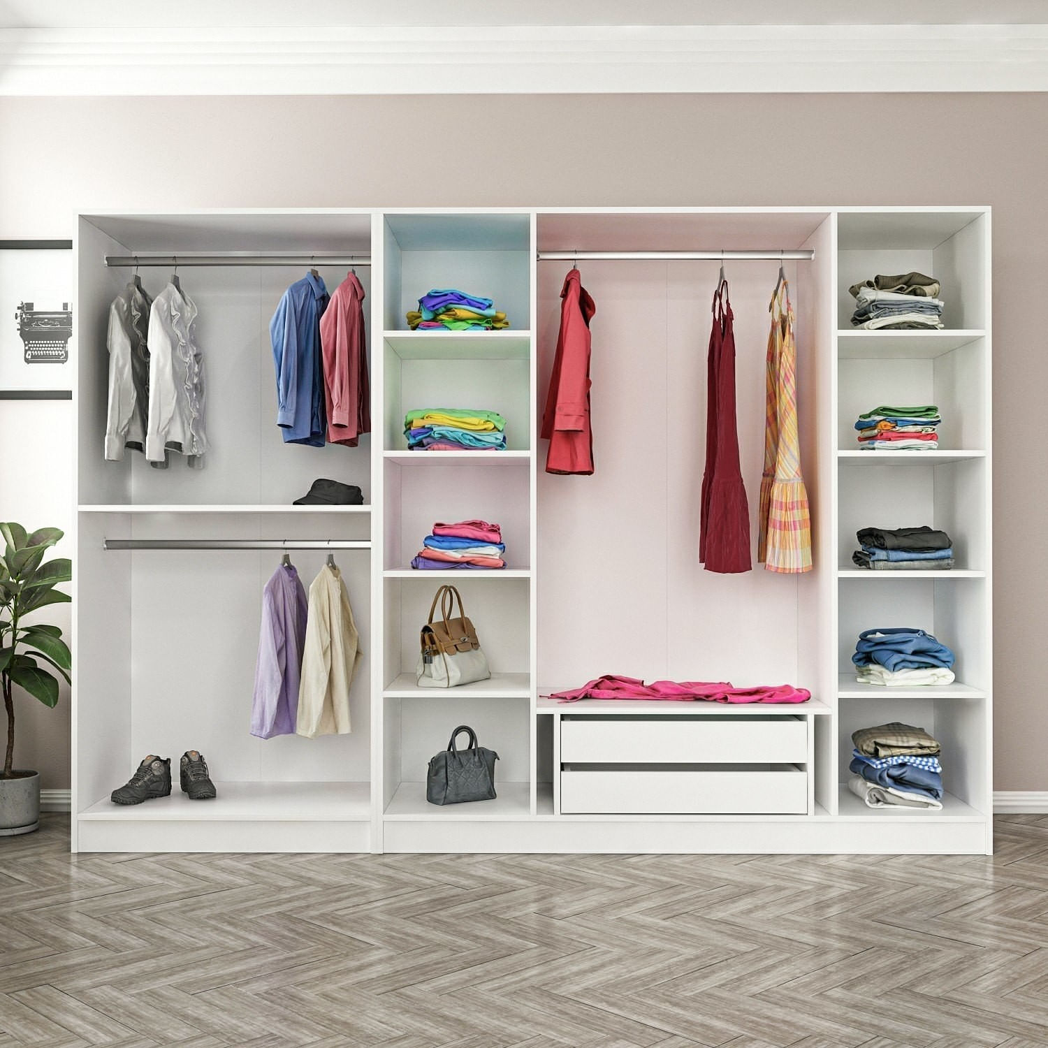 Dulap, Hanah Home, panou aglomerat cu melamina, fume, 270x210x52 cm — imaginea 8
