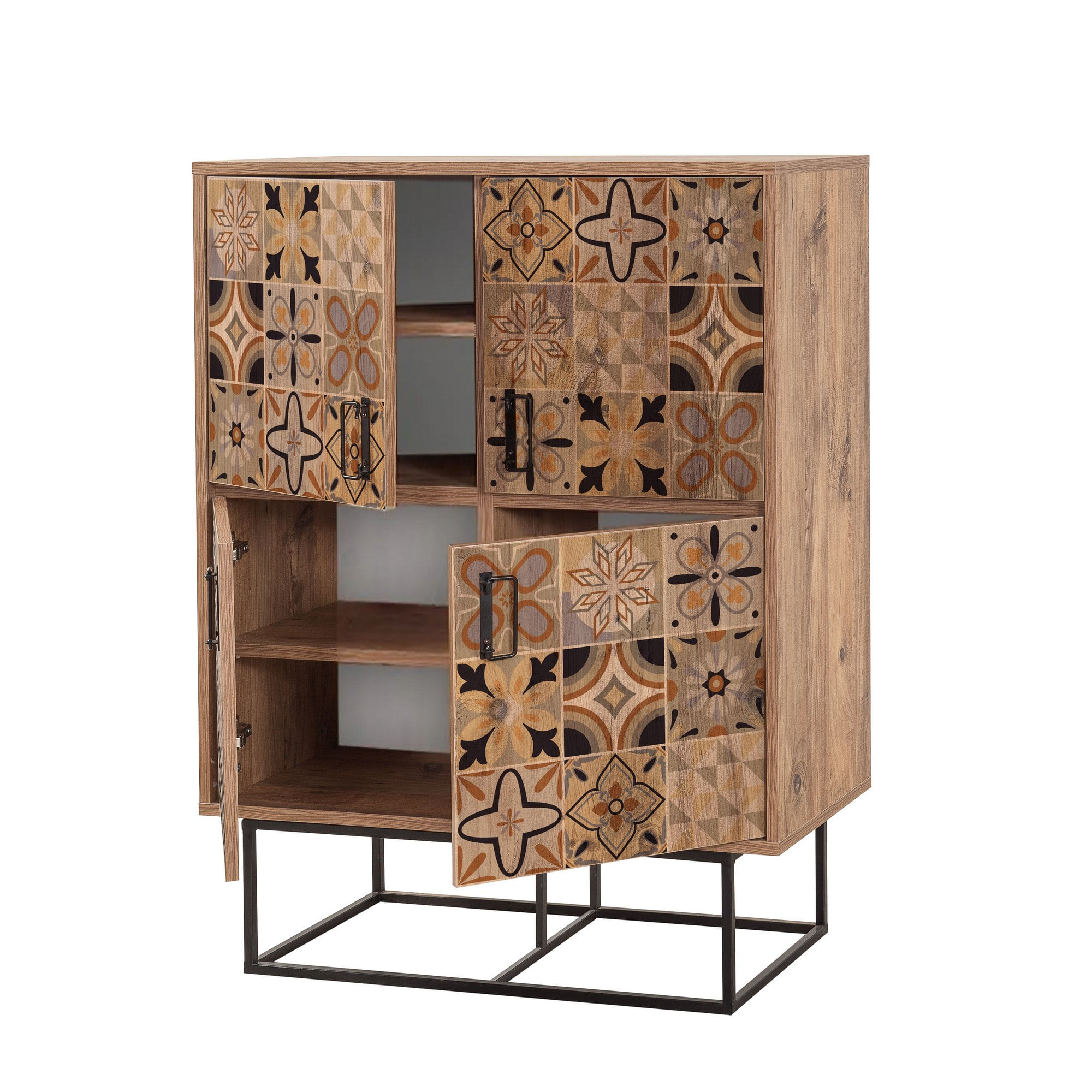 Dulap multifunctional, Hanah Home, panou aglomerat melaminat, pin atlantic si negru, 93x36x115 cm — imaginea 5