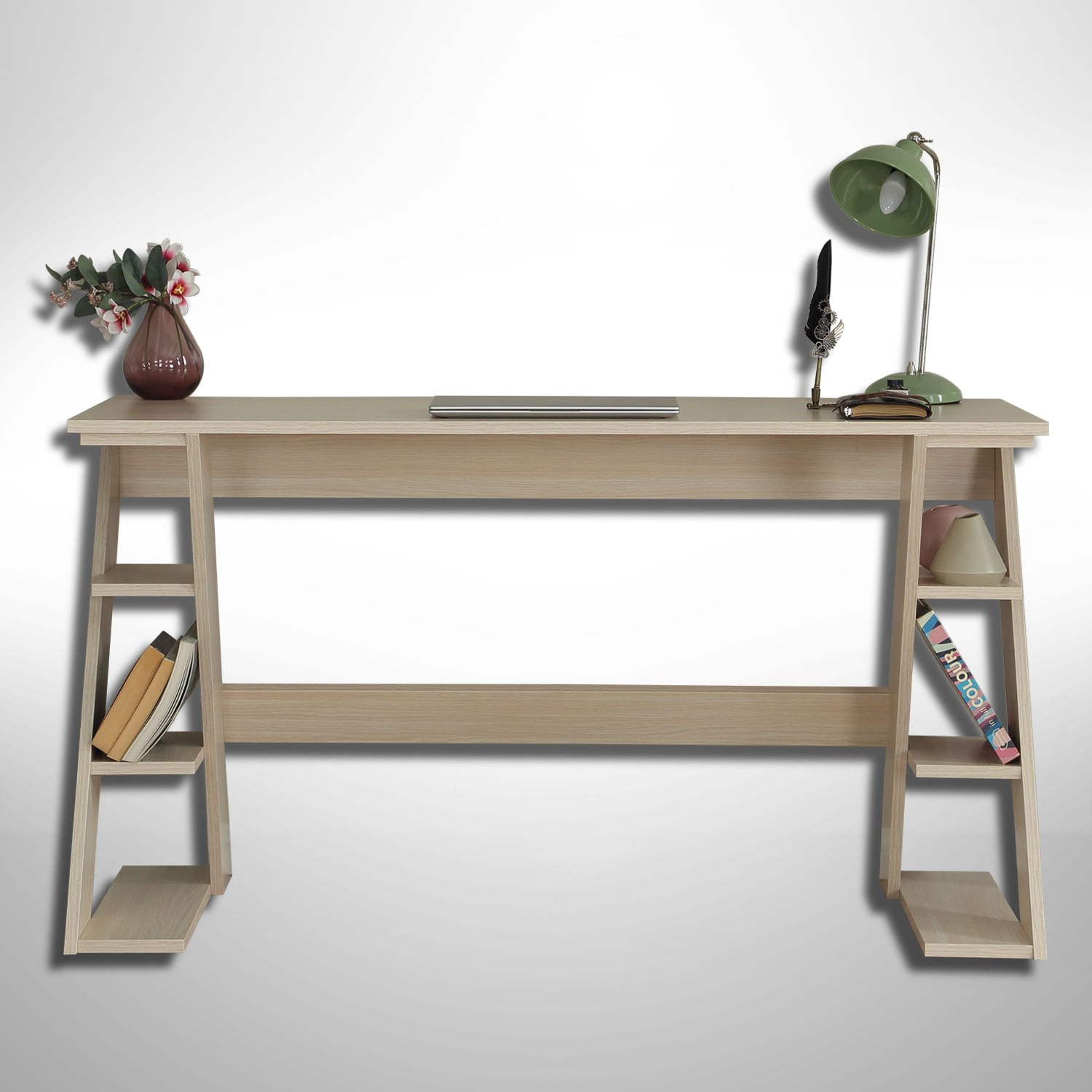 Birou, Hanah Home, pal, stejar deschis, 140x60x73 cm — imaginea 6