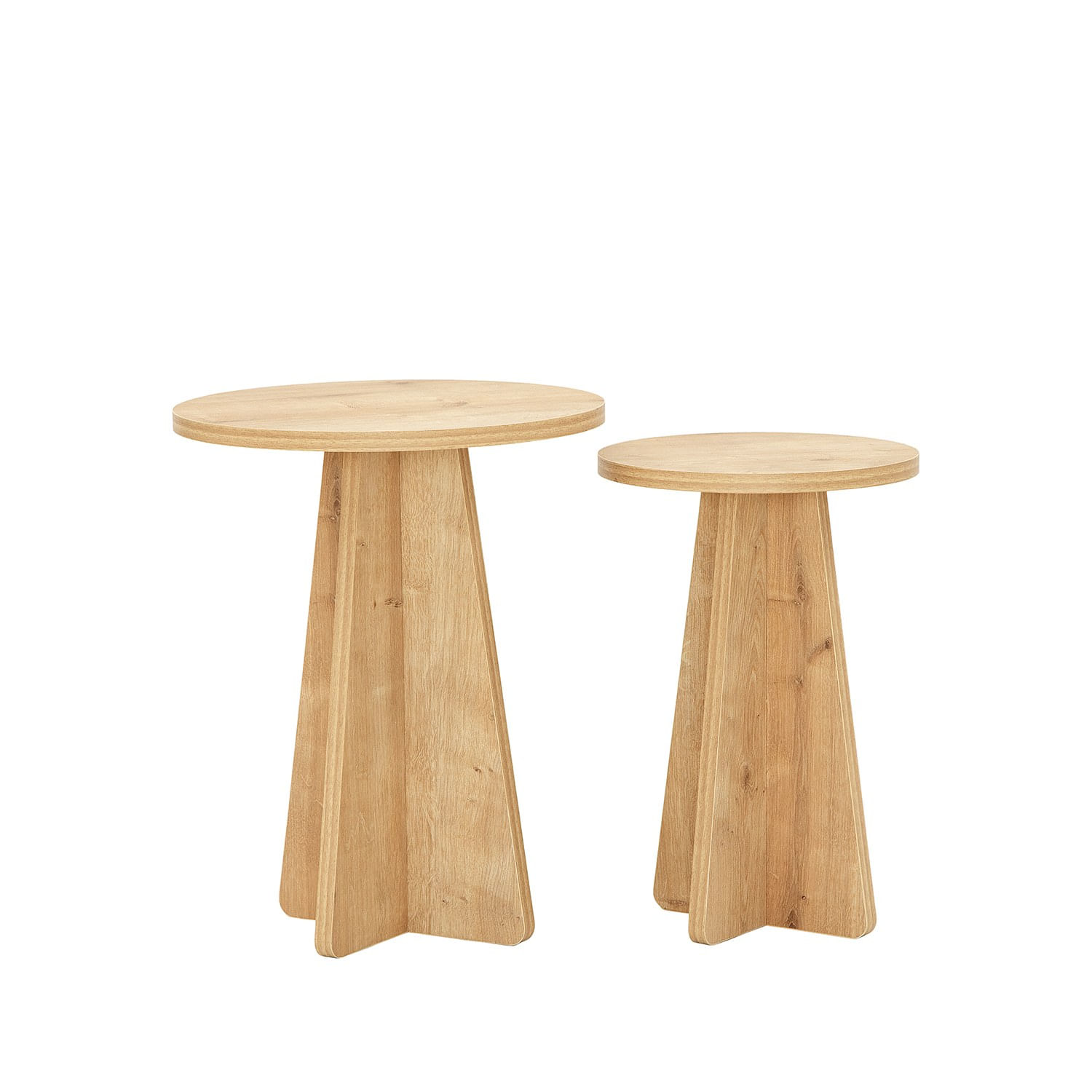 Set masute de cafea, Hanah Home, PAL melaminat, stejar safir, 40x40x50 cm, 30x30x45 cm — imaginea 2
