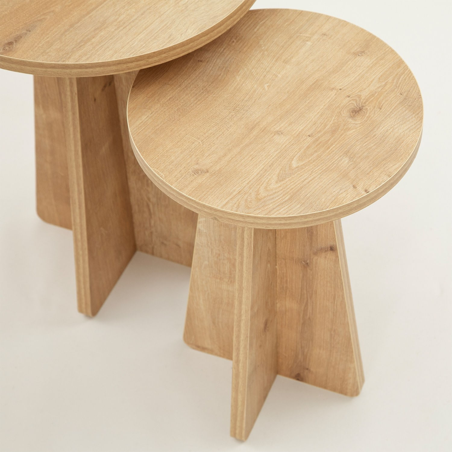 Set masute de cafea, Hanah Home, PAL melaminat, stejar safir, 40x40x50 cm, 30x30x45 cm — imaginea 4