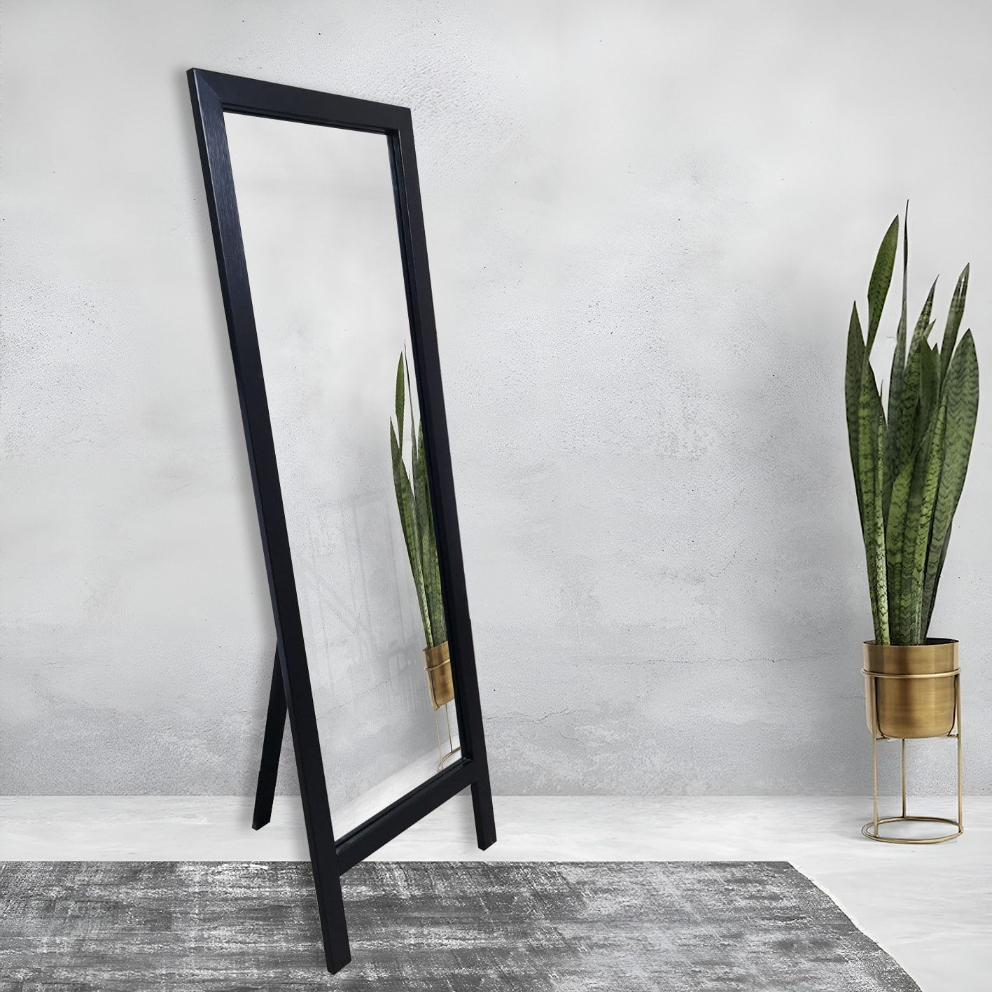 Oglinda cheval, Hanah Home, lemn, negru, 45x145 cm