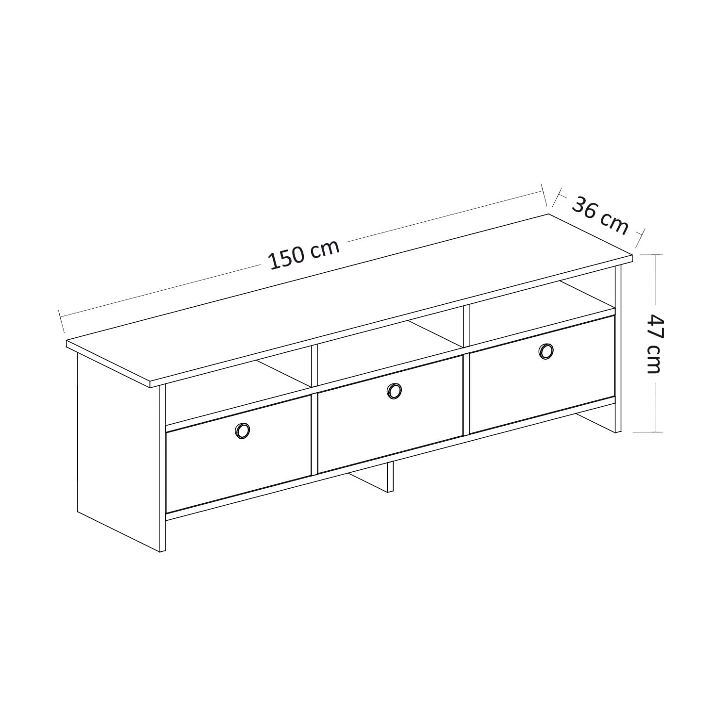 Comoda tv, Hanah Home, pal melaminat, antracit si stejar, 150x47x36 cm — imaginea 2