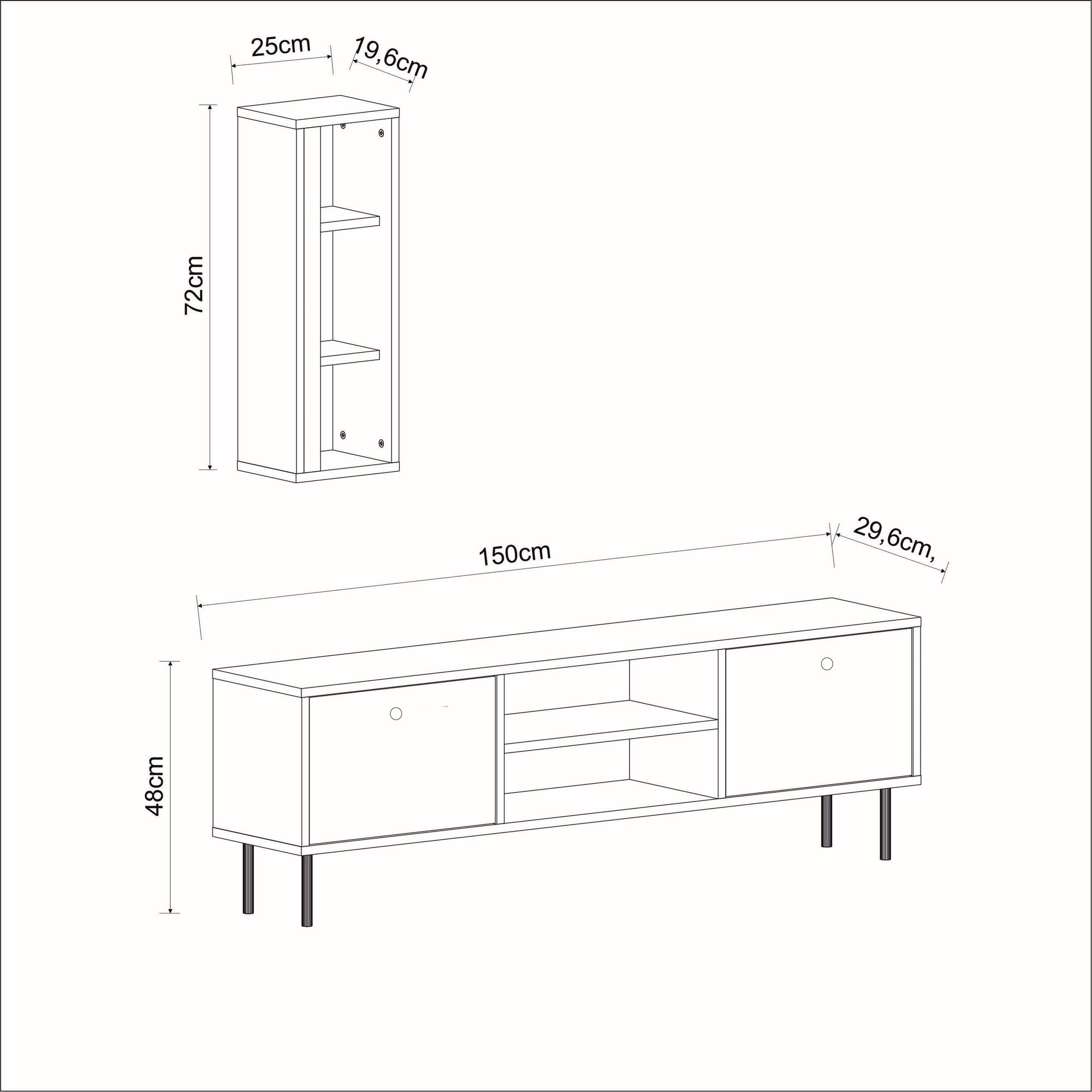 Comoda tv, Hanah Home, pal melaminat, alb, 150x48x29.6 cm — imaginea 4