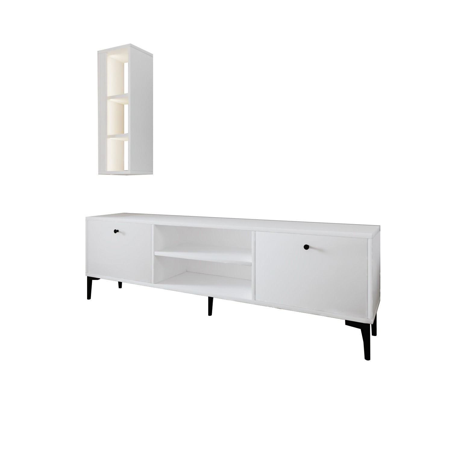 Comoda tv, Hanah Home, pal melaminat, alb, 150x48x29.6 cm — imaginea 7