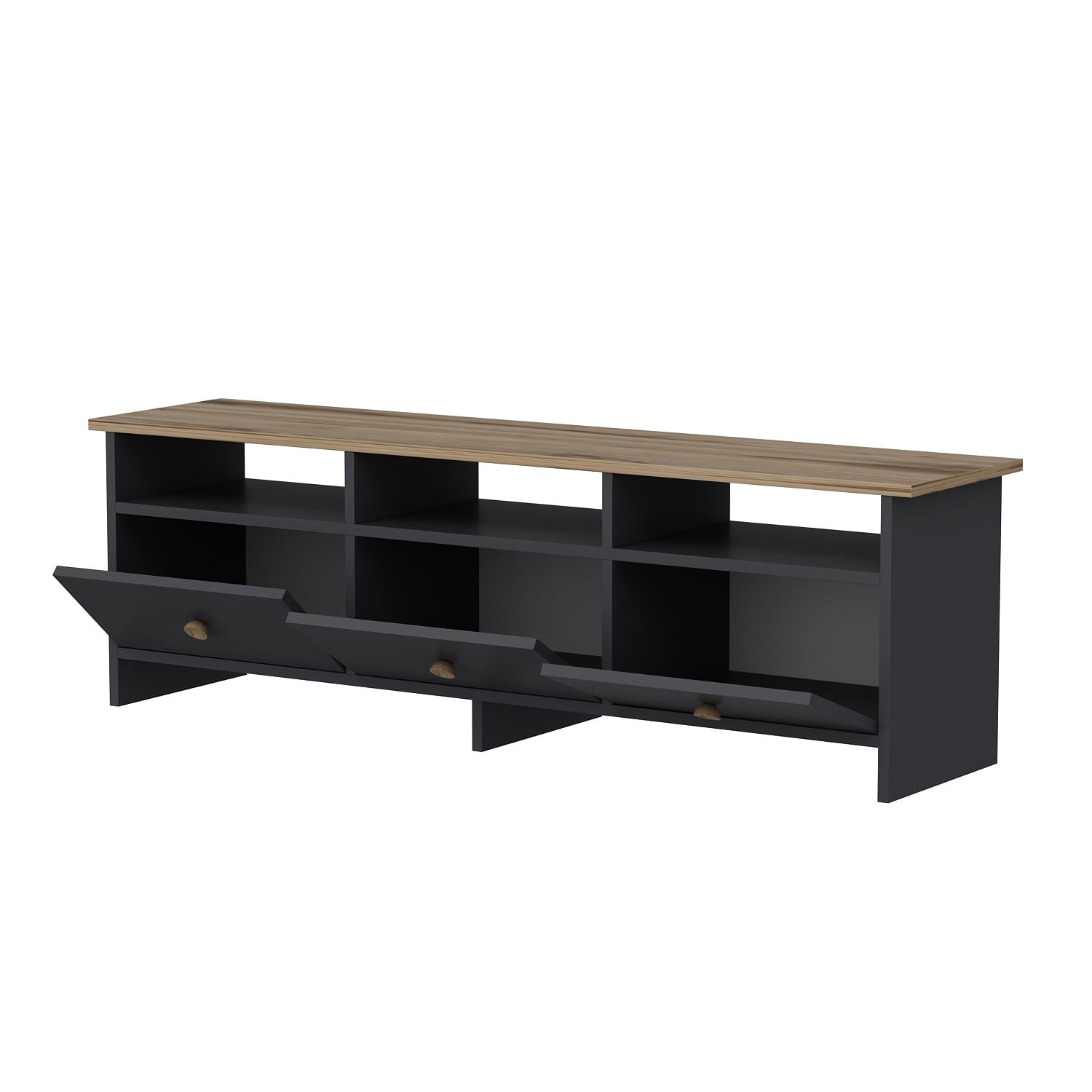 Comoda tv, Hanah Home, pal melaminat, antracit si stejar, 150x47x36 cm — imaginea 6