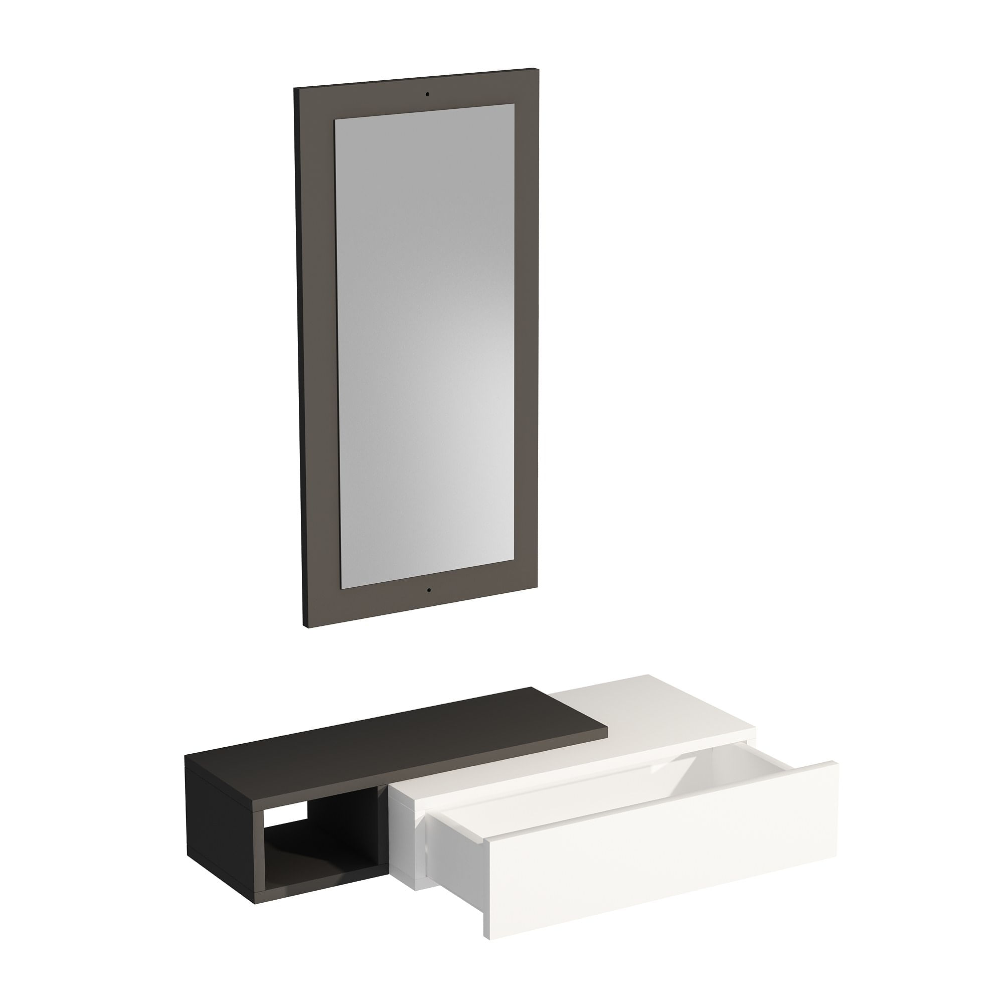 Consola, Hanah Home, pal melaminat, antracit si alb, 82x29.6x15.8 cm — imaginea 3