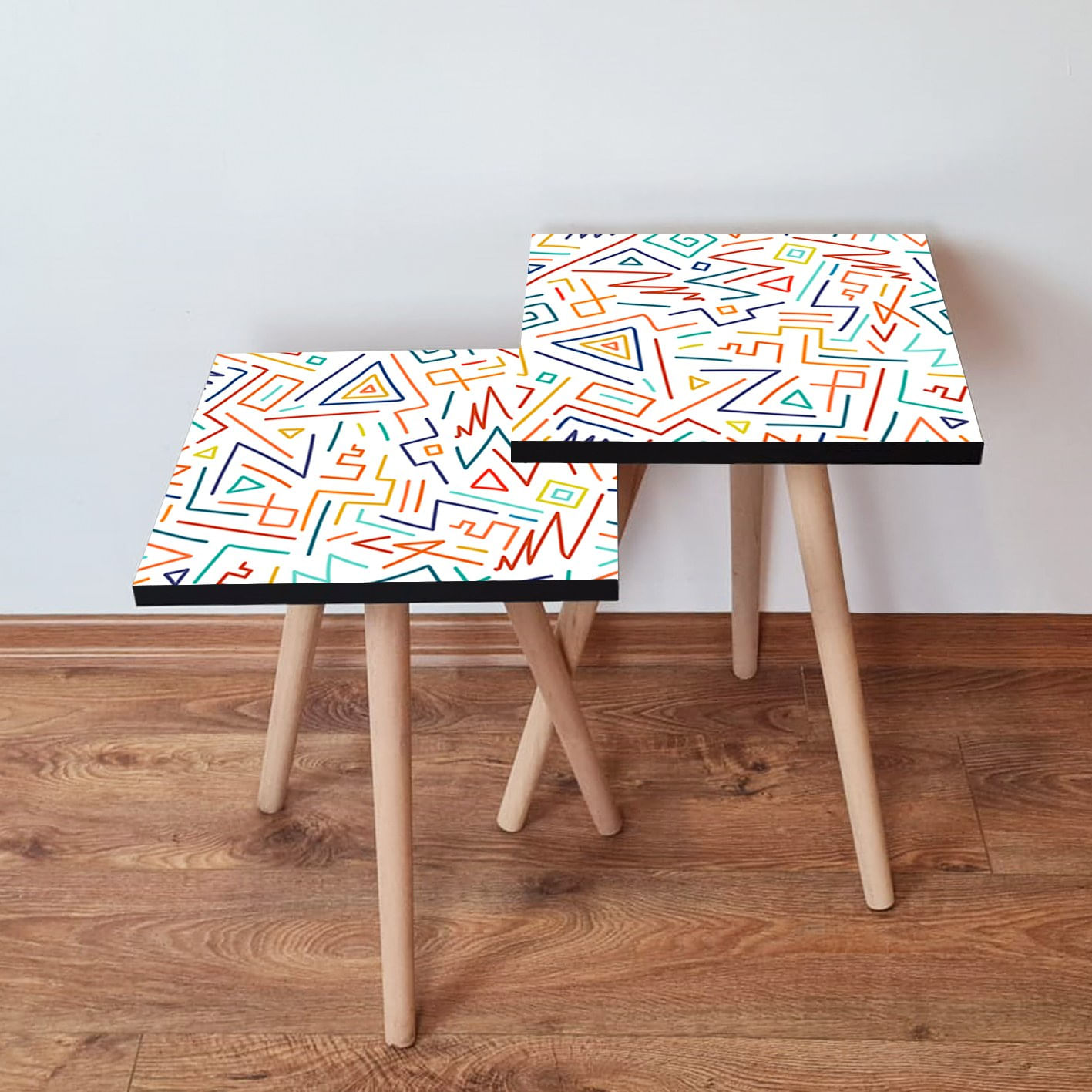 Set masute de cafea, Hanah Home, mdf, multicolor, 35x35x47 cm, 2 piese, 481LNA2444