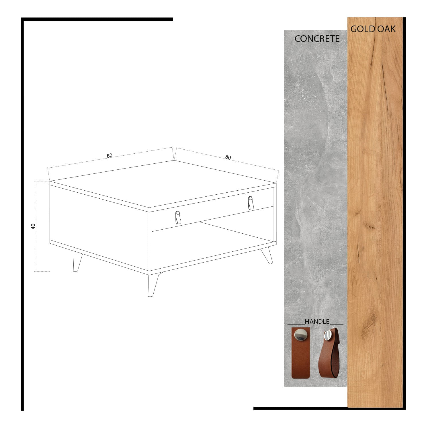 Masuta de cafea, Hanah Home, pal melaminat, stejar si alb, 80x80x40 cm, 811MDD2810 — imaginea 3