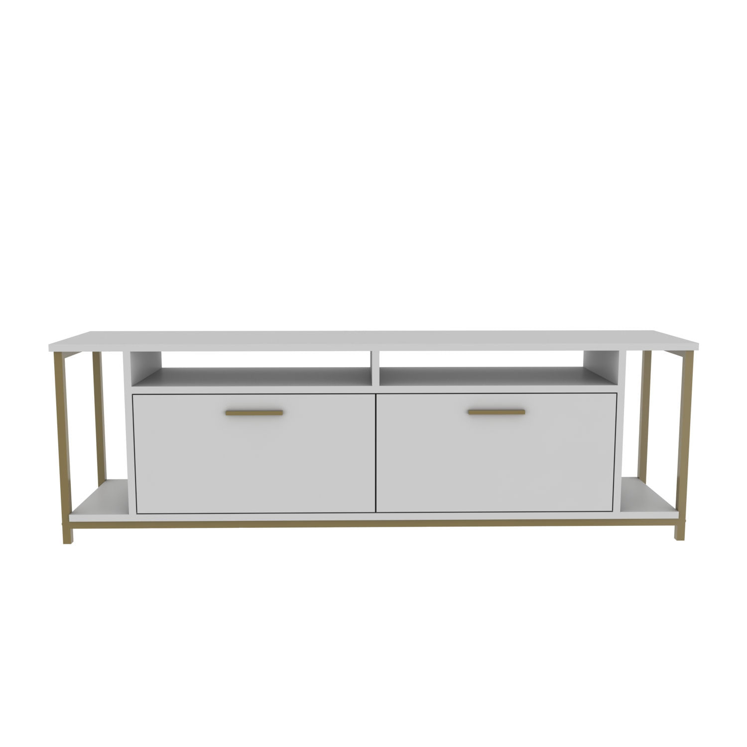 Comoda tv, Hanah Home, pal melaminat, alb auriu, 160x35x50.8 cm — imaginea 2