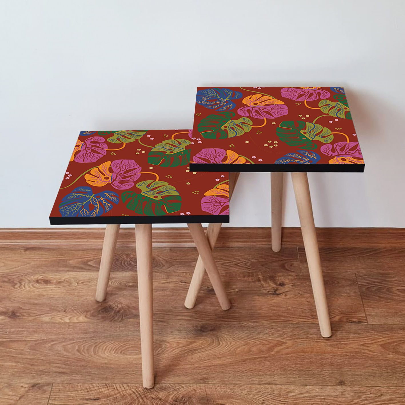 Set masute de cafea, Hanah Home, mdf, multicolor, 35x35x47 cm, 2 piese, 481LNA2359