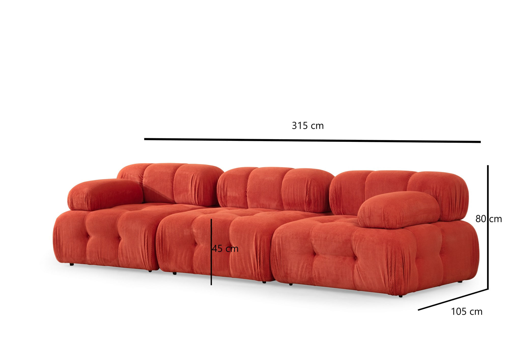 Canapea 3 locuri, Hanah Home, lemn fag si pal, rosu, 300x100x80 cm — imaginea 3