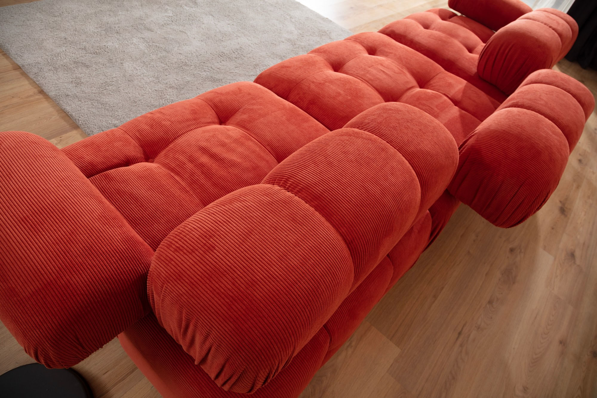 Canapea 3 locuri, Hanah Home, lemn fag si pal, rosu, 300x100x80 cm — imaginea 6
