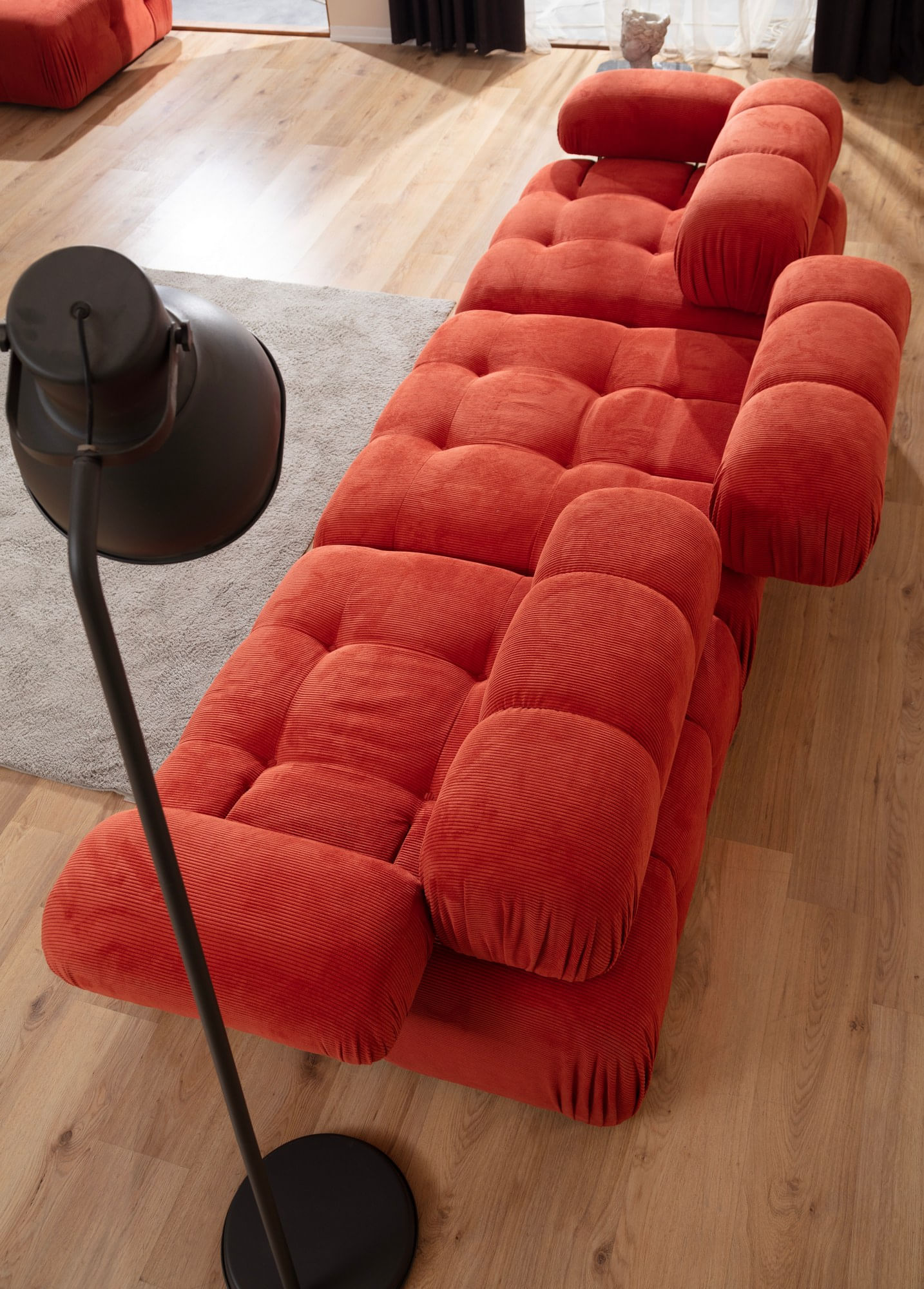 Canapea 3 locuri, Hanah Home, lemn fag si pal, rosu, 300x100x80 cm — imaginea 8