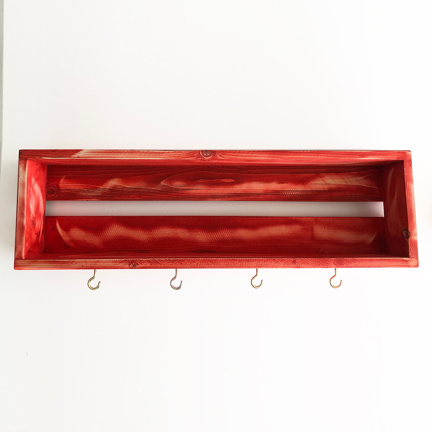 Raft de bucatarie, Hanah Home, lemn de molid, rosu, 70x21x10 cm — imaginea 3