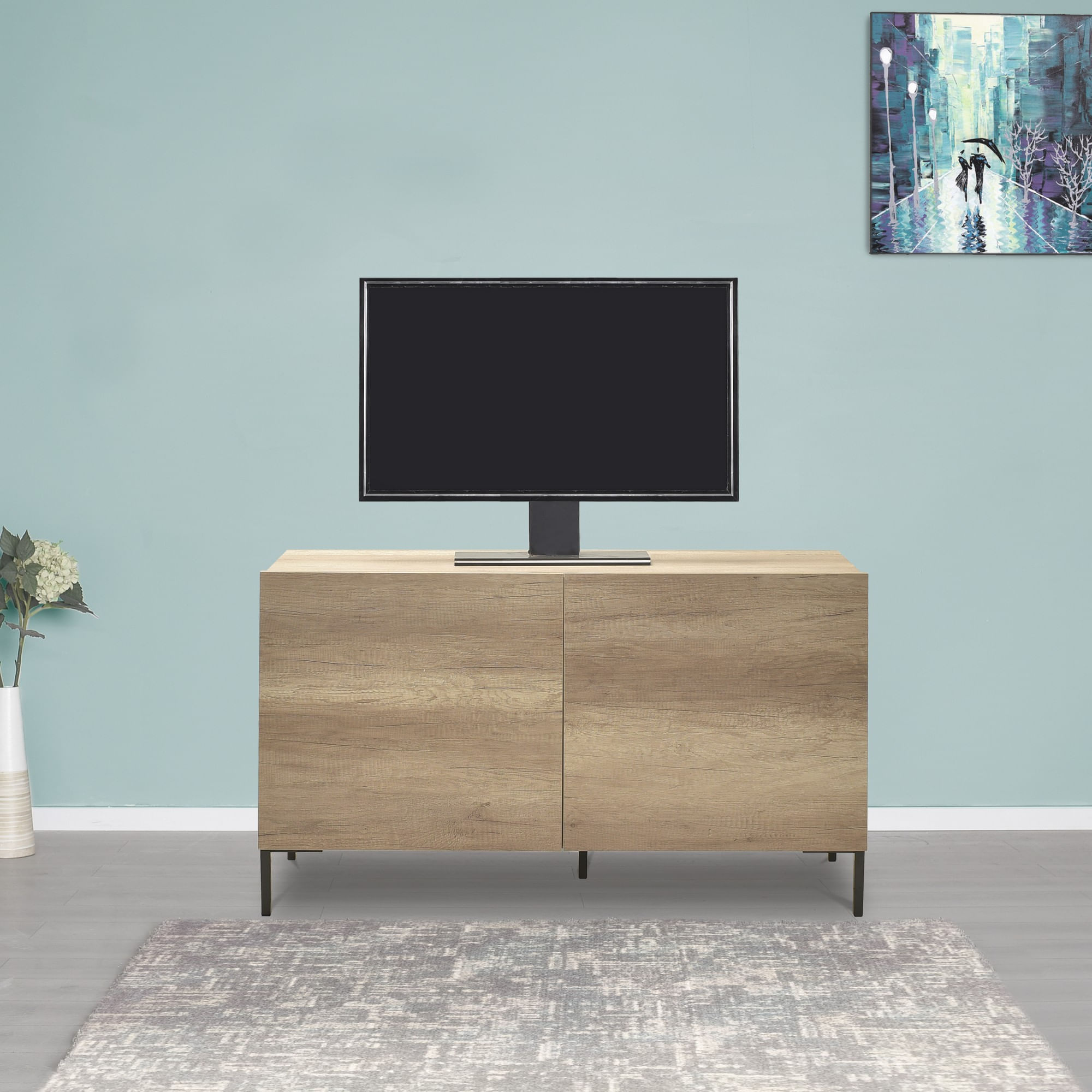 Comoda tv, Hanah Home, panou de particule melaminat, taupe, 120x43x70 cm — imaginea 5