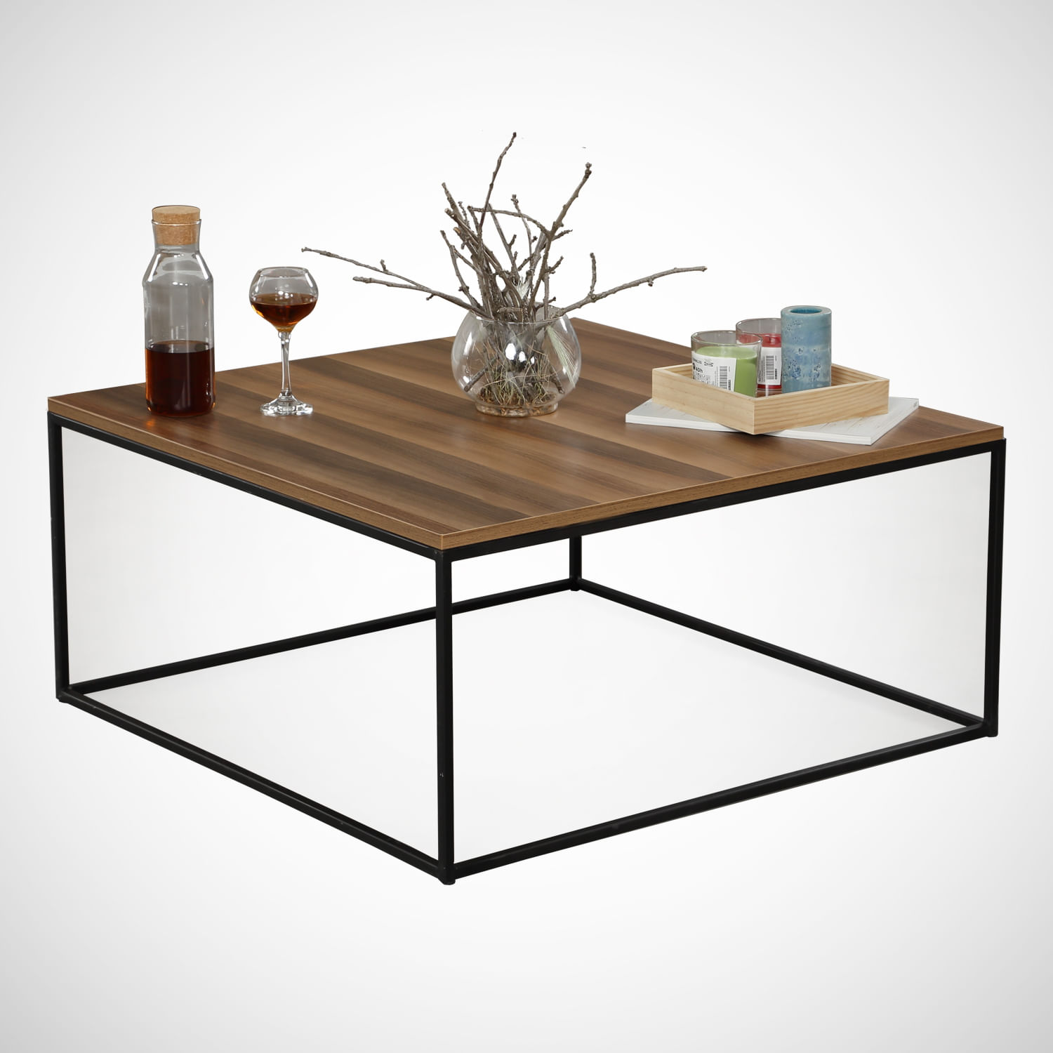 Masuta de cafea, Hanah Home, pal melaminat, nuc, 75x75x43 cm