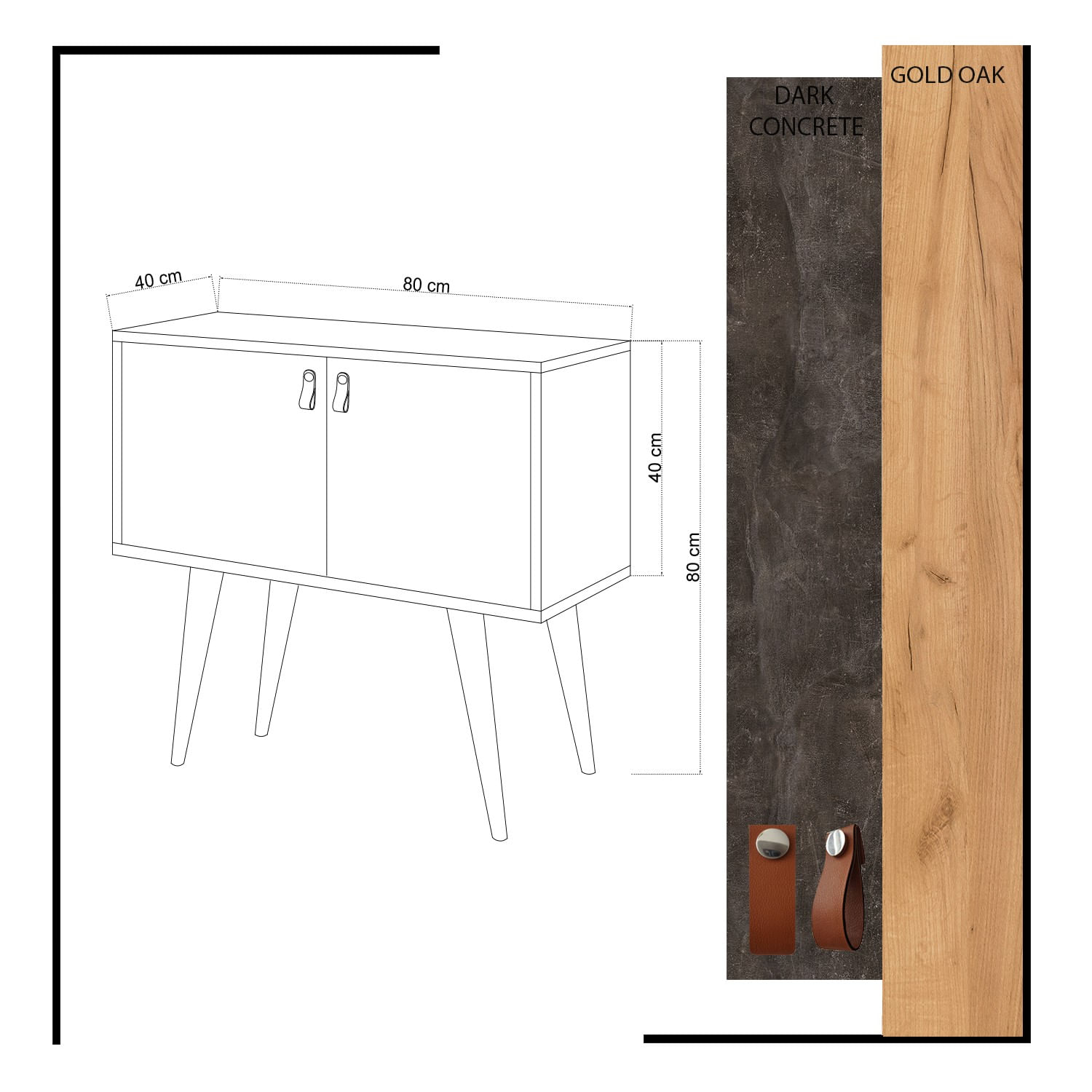Consola, Hanah Home, pal melaminat, stejar si gri inchis, 80x80x80 cm — imaginea 2